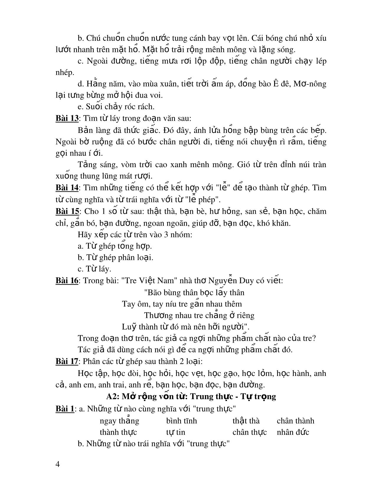 Bài ôn tập môn Tiếng Việt 3 trang 4