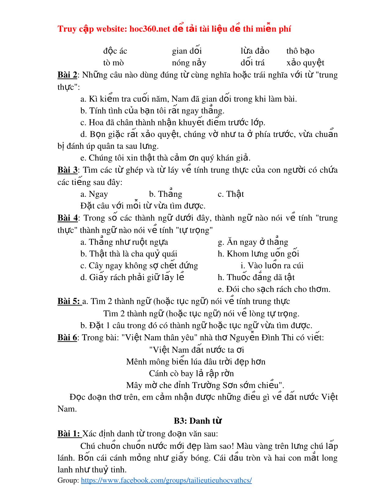 Bài ôn tập môn Tiếng Việt 3 trang 5