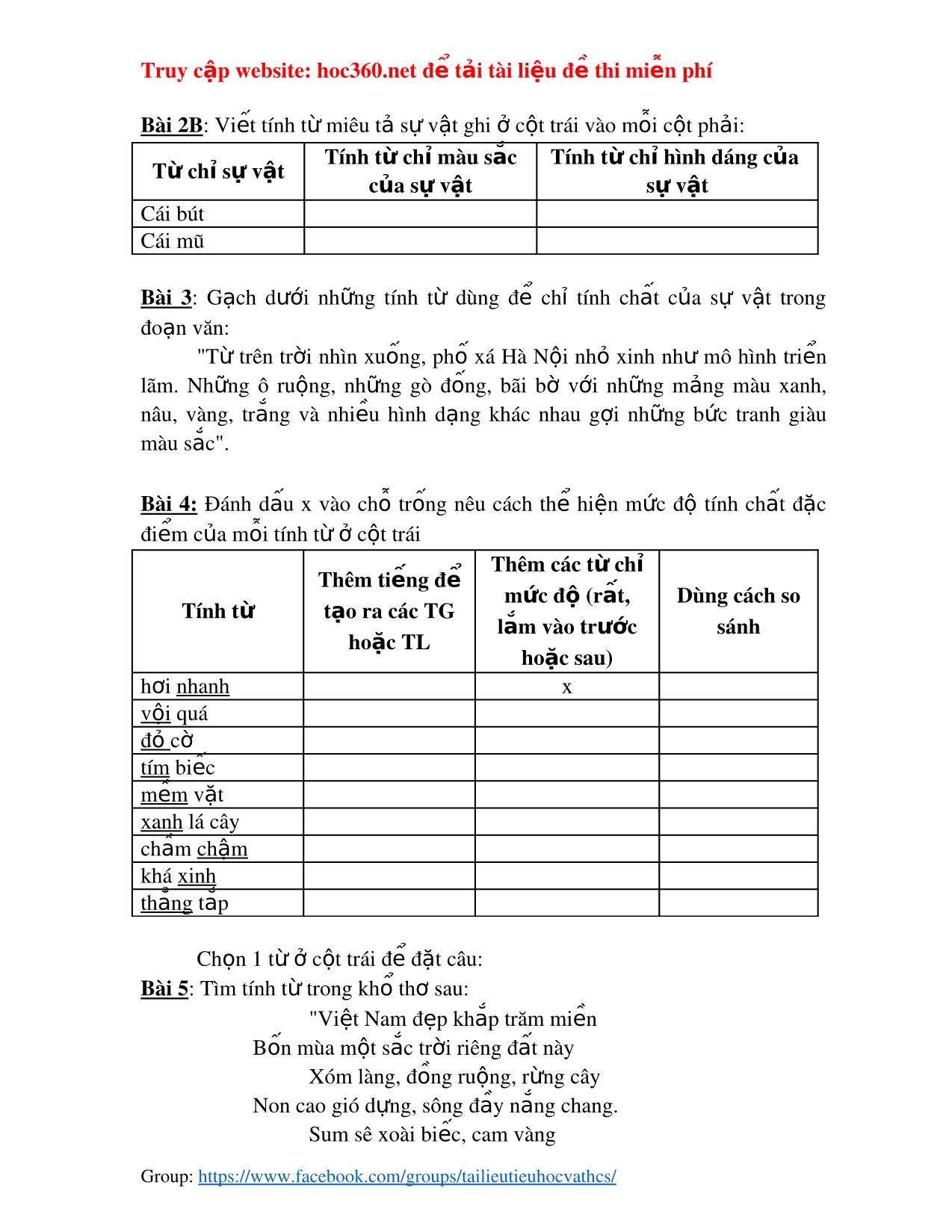 Bài ôn tập môn Tiếng Việt 3 trang 9