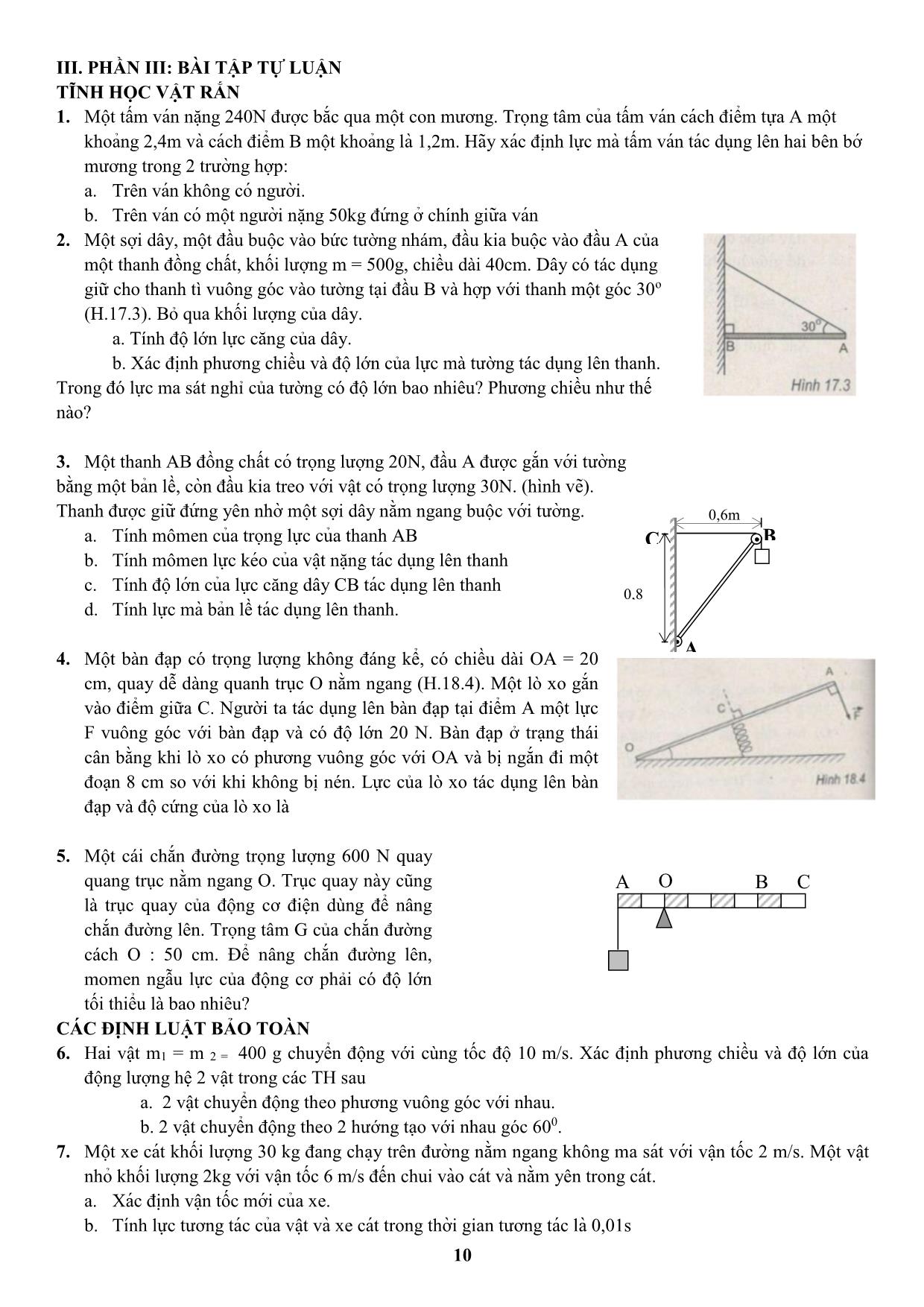 Đề cương ôn tập học kỳ II môn Vật lý 10 - Năm học 2019-2020 trang 10