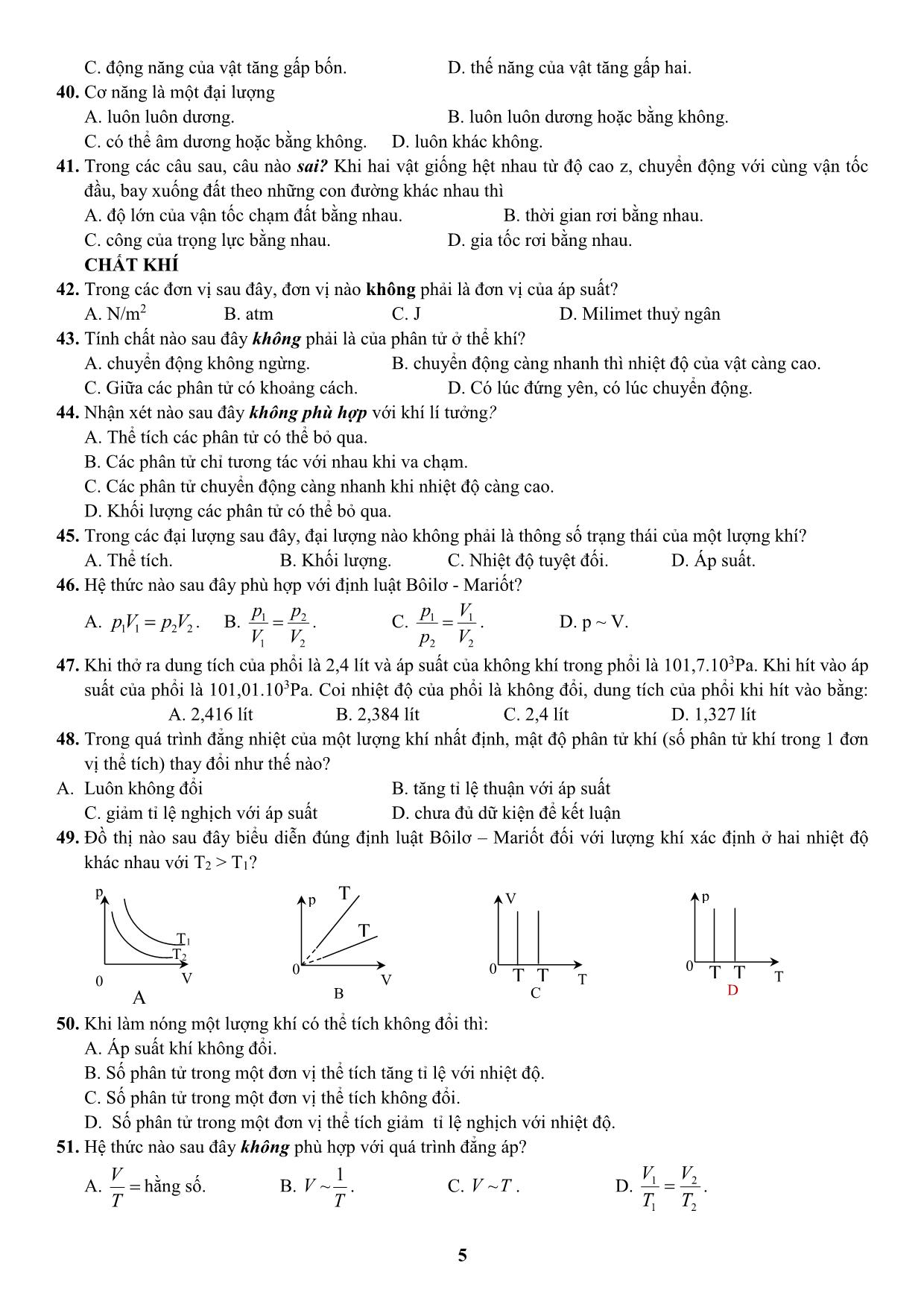 Đề cương ôn tập học kỳ II môn Vật lý 10 - Năm học 2019-2020 trang 5