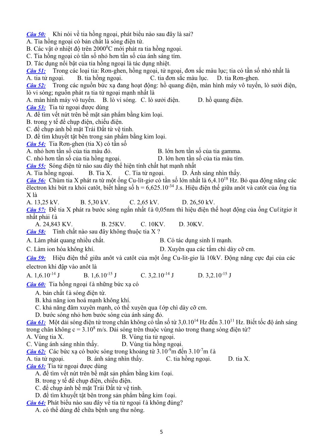 Đề cương ôn tập học kì II môn Vật lý 12 trang 5