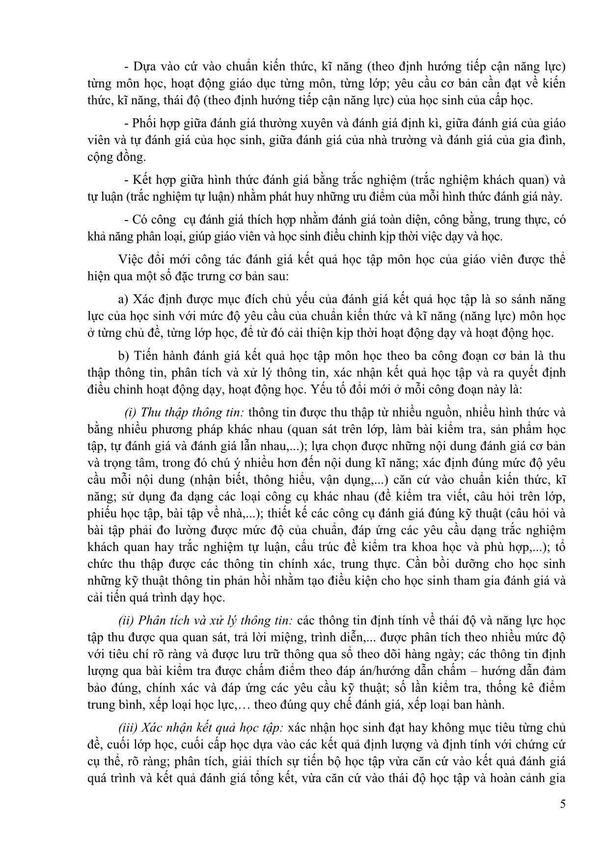 Tài liệu bồi dưỡng Nâng cao năng lực cho giáo viên về đổi mới kiểm tra, đánh giá theo định hướng năng lực học sinh môn Công nghệ cấp THPT trang 5