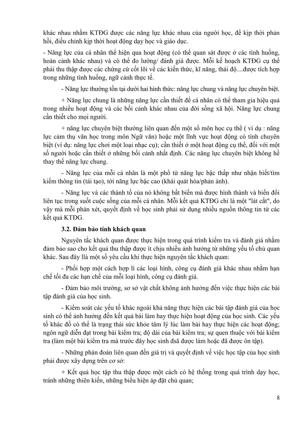Tài liệu bồi dưỡng Nâng cao năng lực cho giáo viên về đổi mới kiểm tra, đánh giá theo định hướng năng lực học sinh môn Công nghệ cấp THPT trang 8
