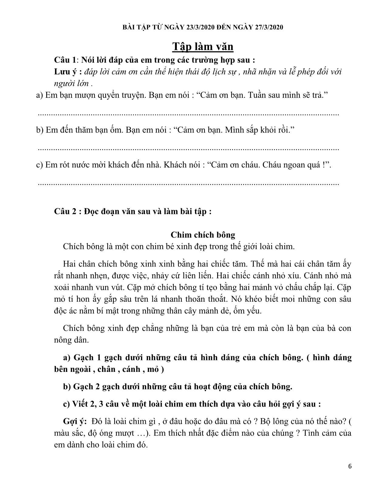 Đề cương ôn tập môn Tiếng Việt – Tuần 21: Tập đọc chim sơn ca và bông cúc trắng trang 6