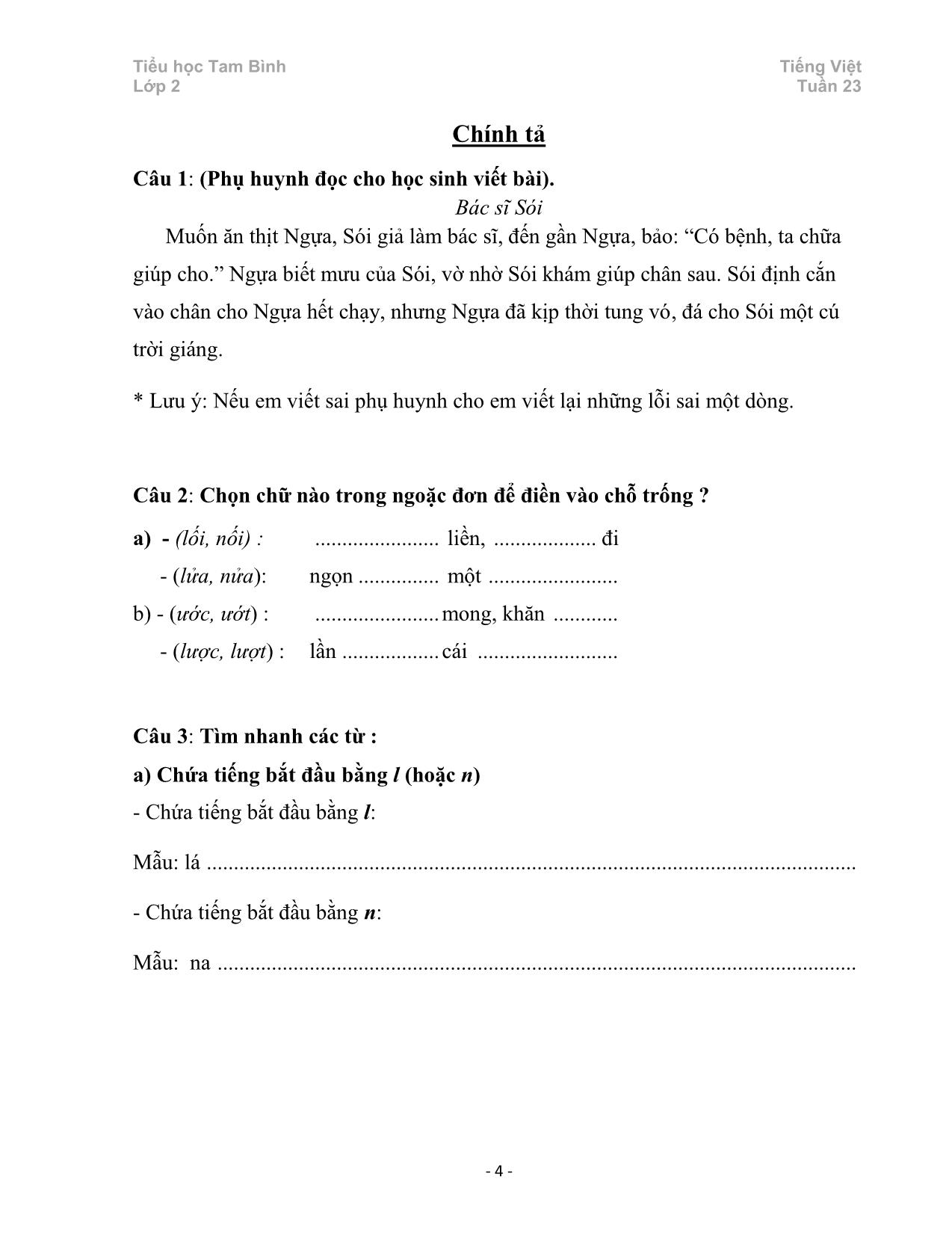 Đề cương ôn tập Tiếng Việt 2 - Tuần 23 trang 4