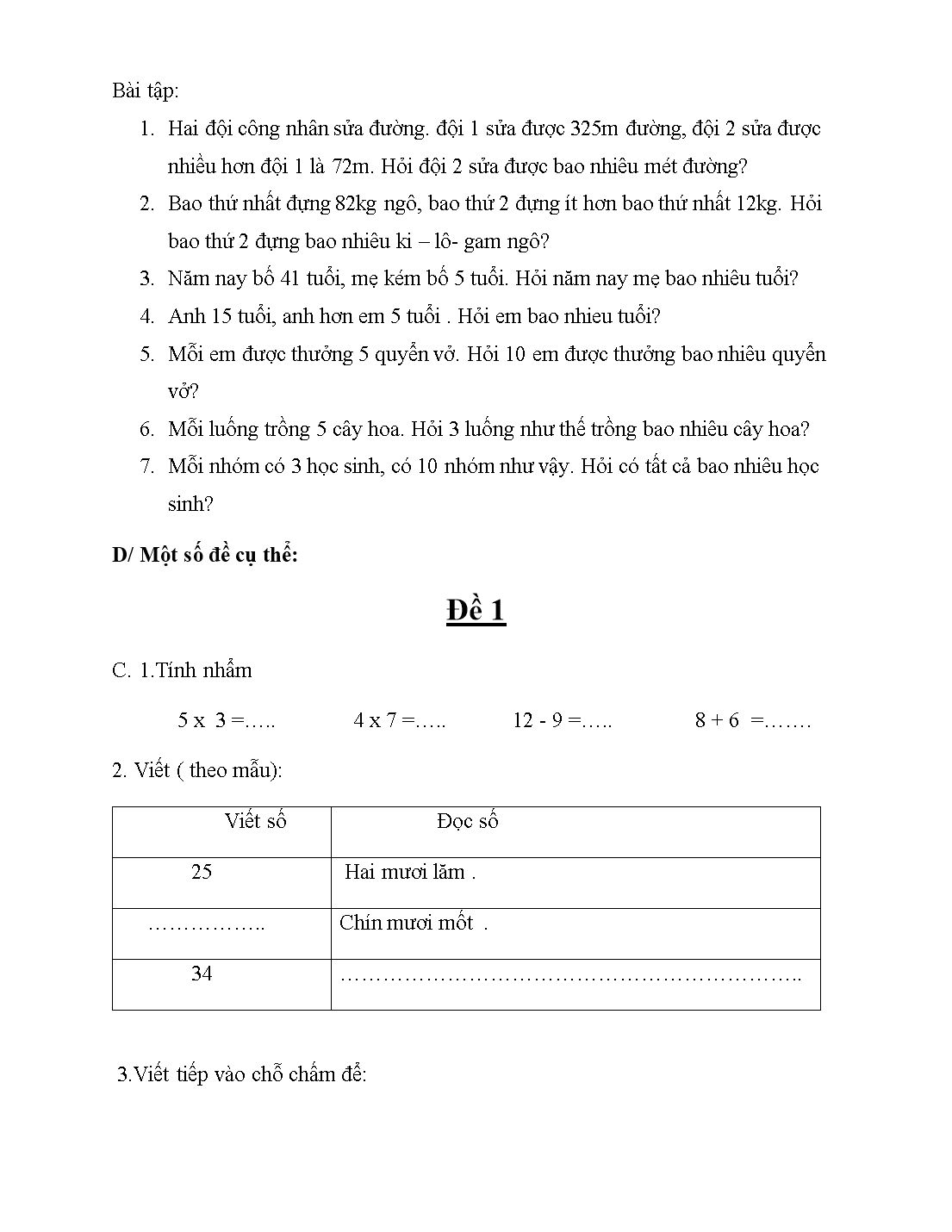 Đề cương ôn tập môn Toán lớp 2 - Trường tiểu học Bách Thuận trang 6