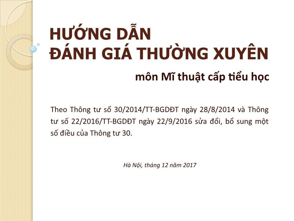 Hướng dẫn đánh giá thường xuyên môn Mĩ thuật cấp tiểu học trang 1