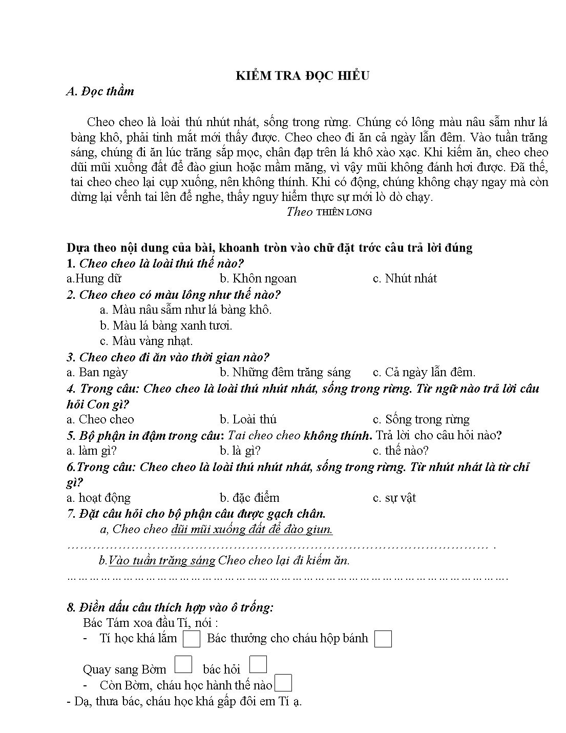 Phiếu bài tập cuối tuần lớp 2 - Tuần 20 - Môn: Toán + Tiếng Việt trang 8