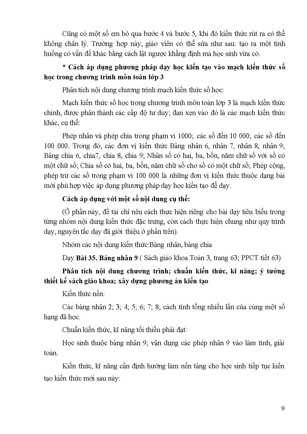 Biện pháp áp dụng phương pháp dạy học kiến tạo vào một số nội dung của mạch kiến thức số học trong chương trình môn Toán lớp 3 trang 9