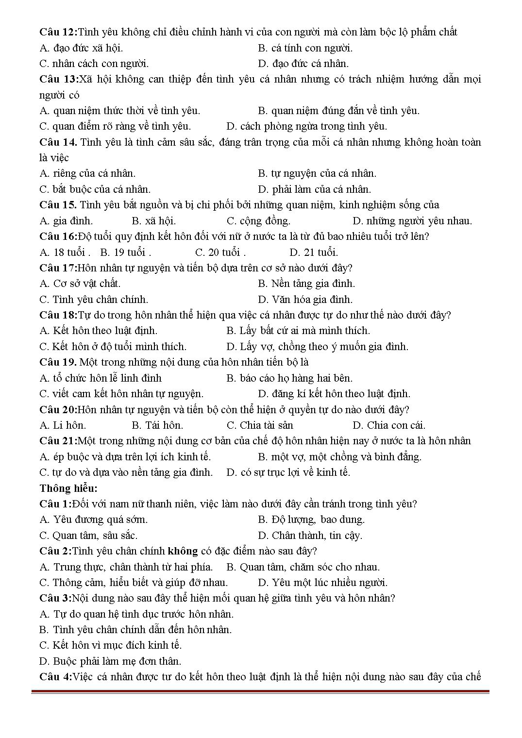 Đề cương ôn tập giữa kì II môn Giáo dục công dân Khối 10 (Chương trình chuẩn) - Năm học 2020-2021 trang 4