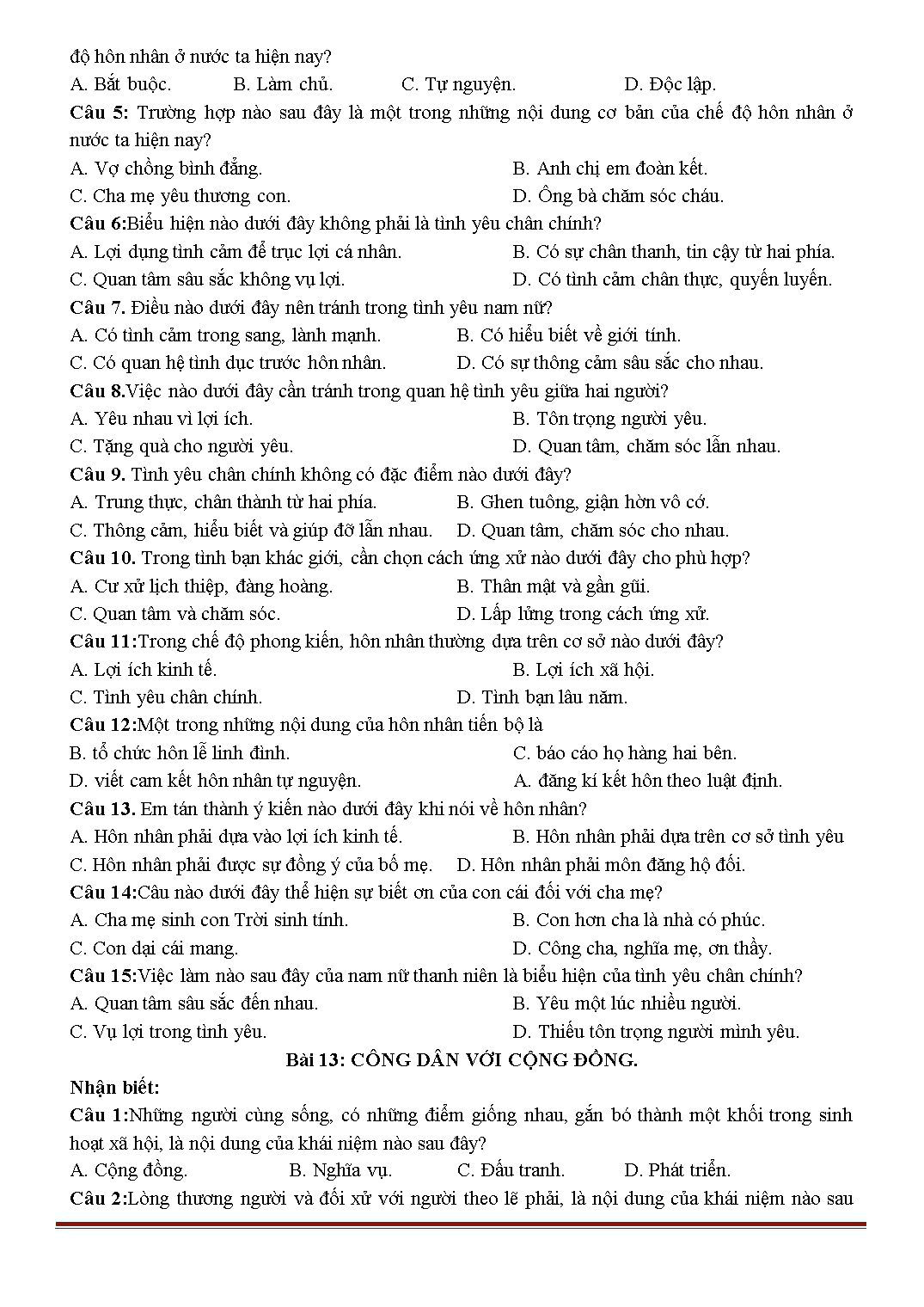 Đề cương ôn tập giữa kì II môn Giáo dục công dân Khối 10 (Chương trình chuẩn) - Năm học 2020-2021 trang 5