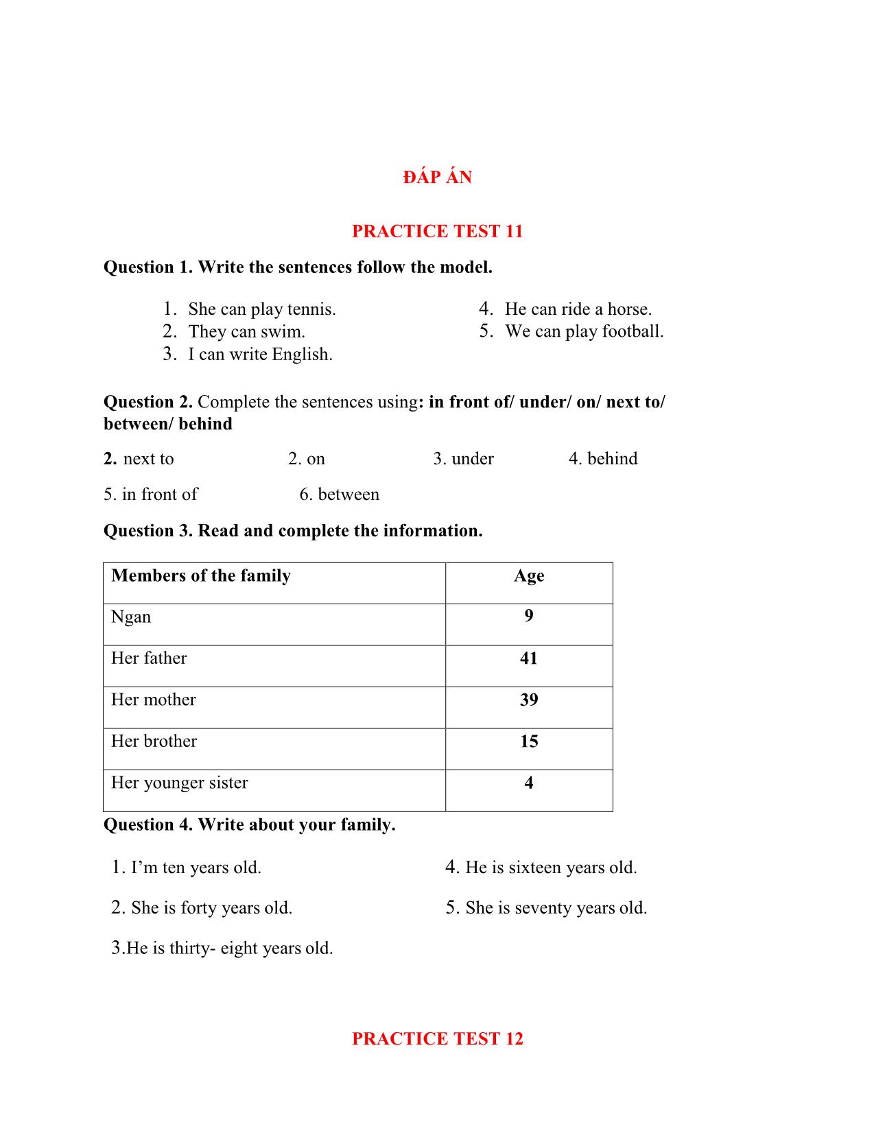 Tài liệu ôn thi học kỳ 2 - Tiếng Anh lớp 3 trang 10