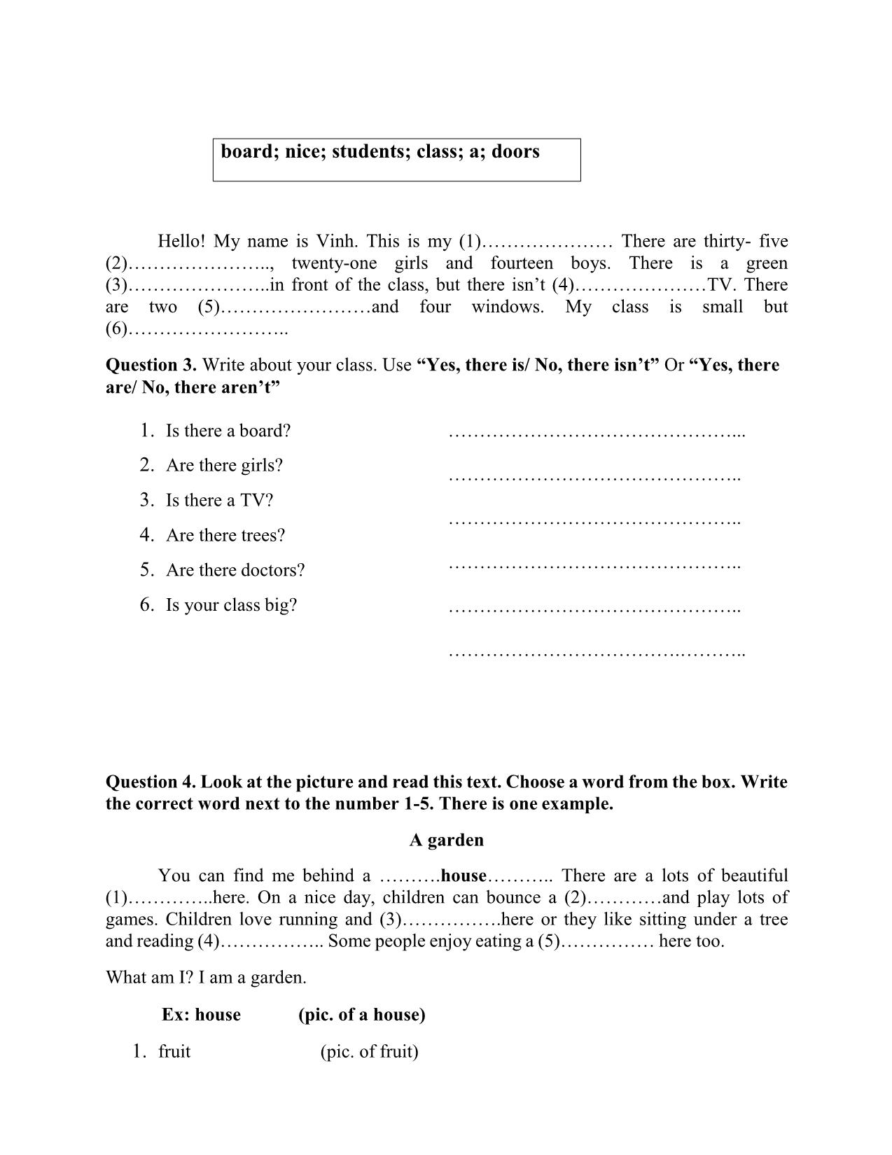 Tài liệu ôn thi học kỳ 2 - Tiếng Anh lớp 3 trang 3