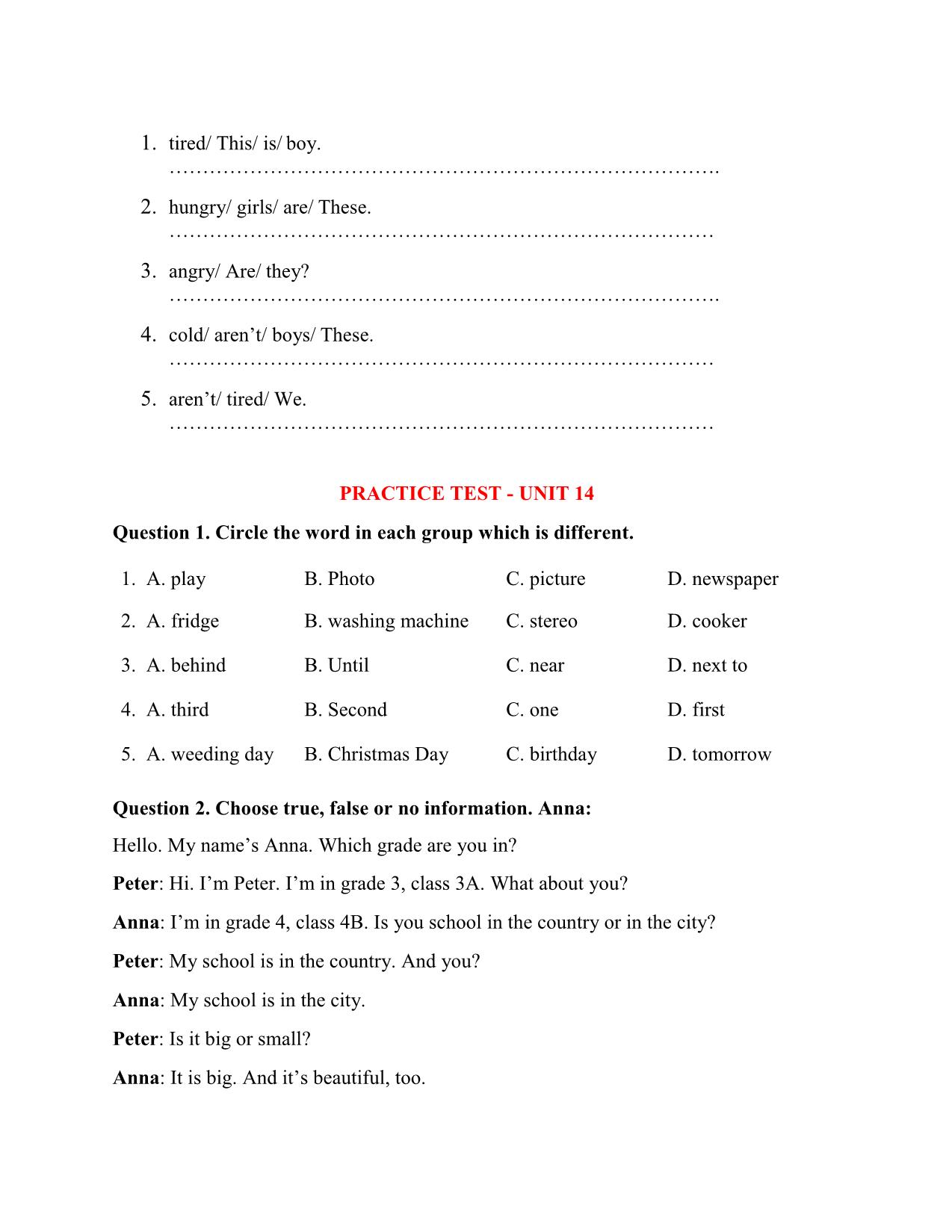Tài liệu ôn thi học kỳ 2 - Tiếng Anh lớp 3 trang 5