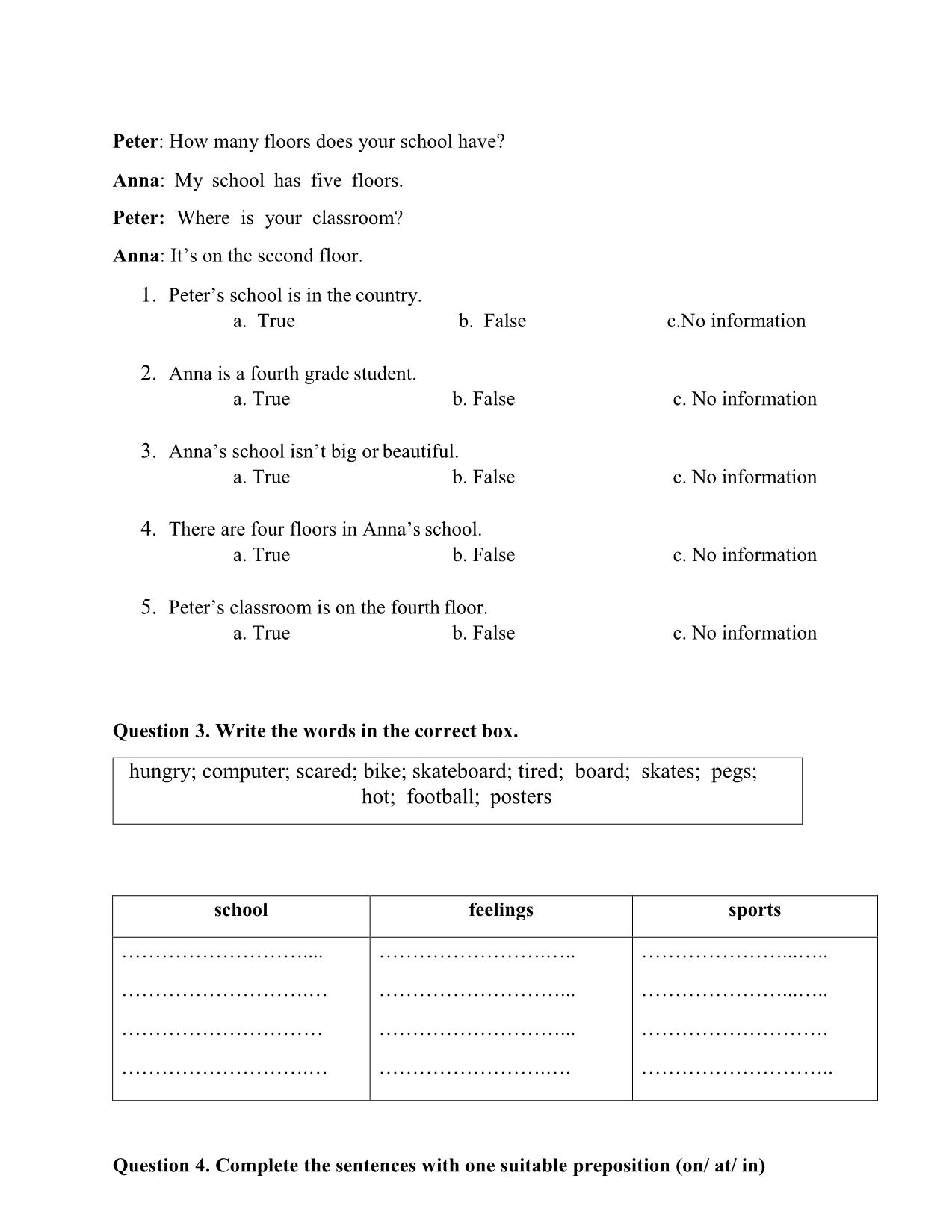 Tài liệu ôn thi học kỳ 2 - Tiếng Anh lớp 3 trang 6
