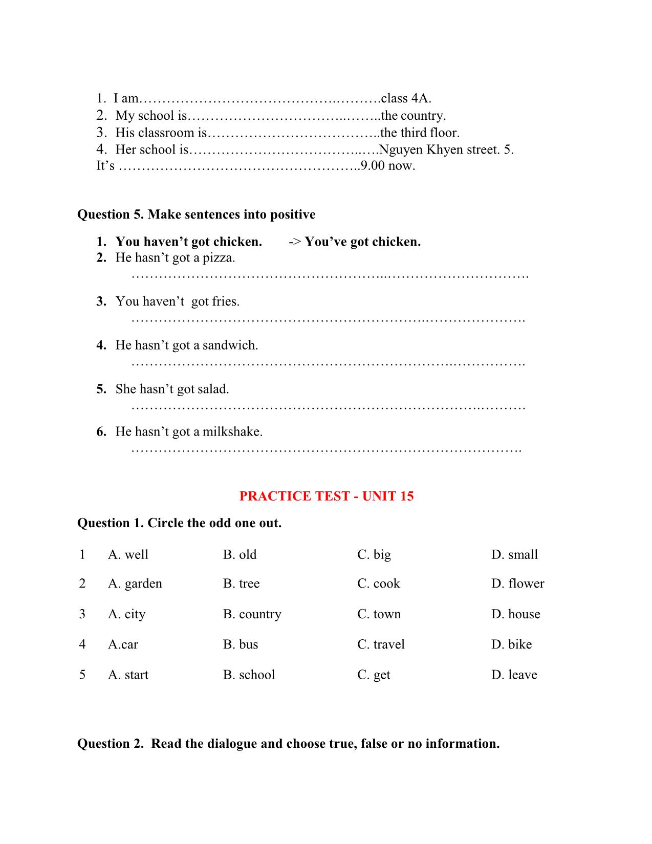 Tài liệu ôn thi học kỳ 2 - Tiếng Anh lớp 3 trang 7