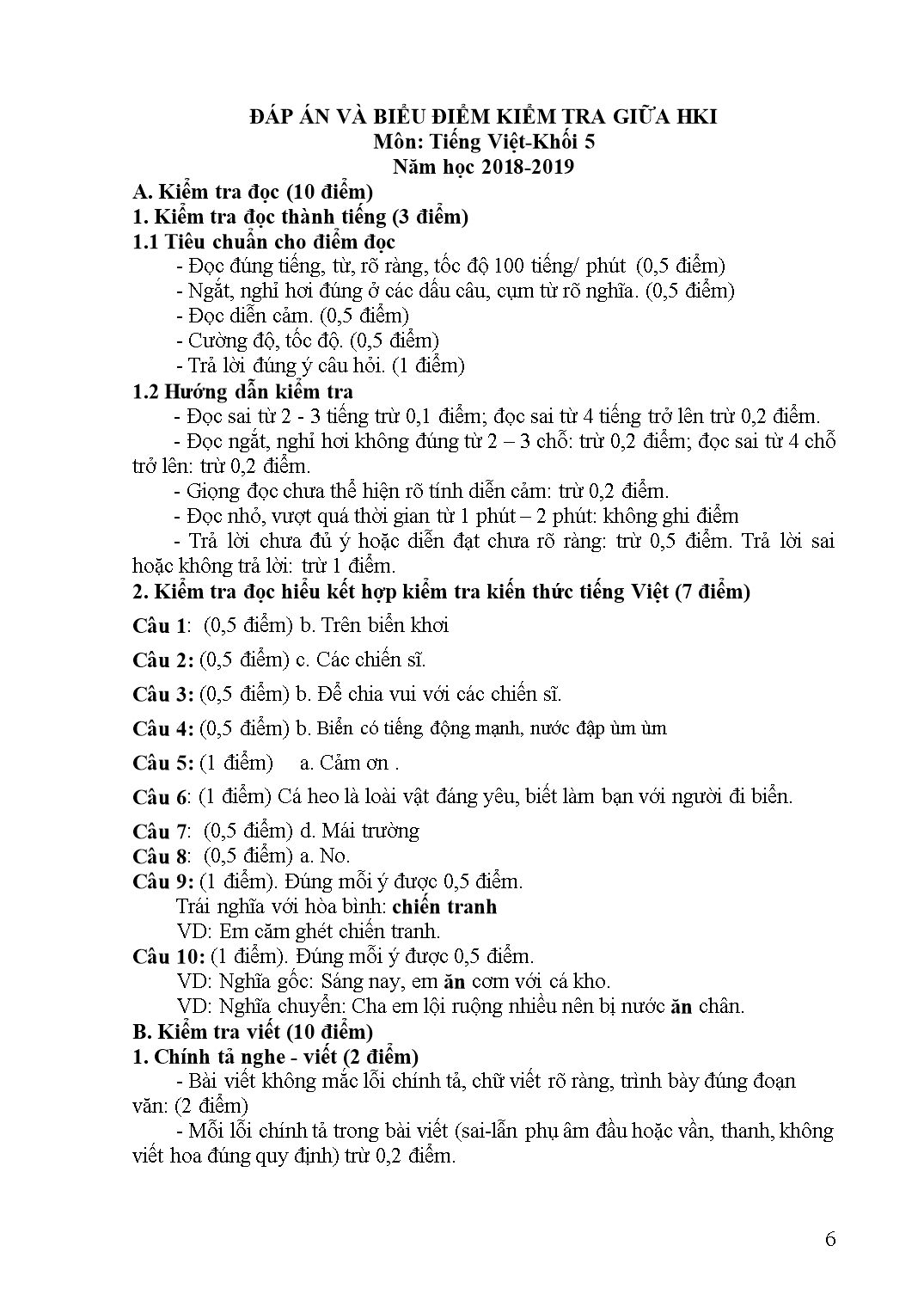 Đề kiểm tra tiếng Việt giữa kì I - Khối 5 trang 6