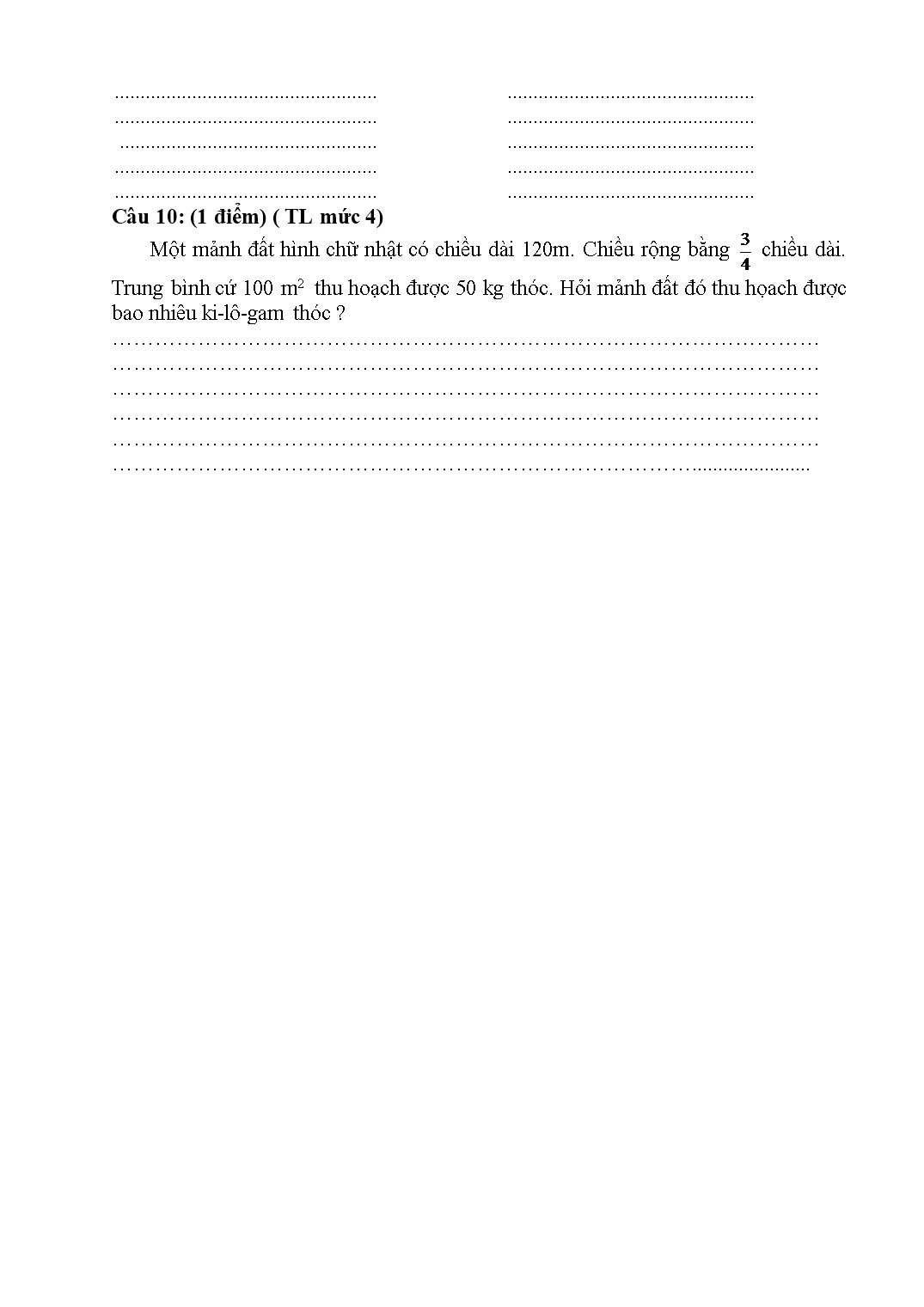 Đề kiểm tra Toán khối 5 – Giữa kì I trang 4