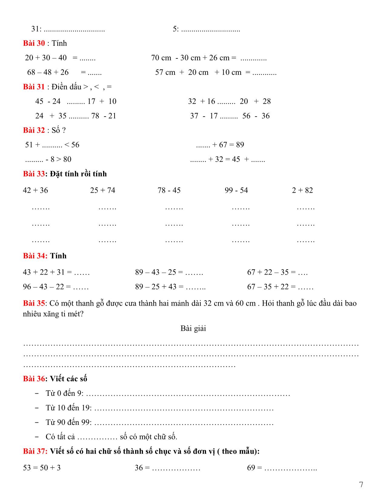Bài tập ôn các dạng toán lớp 1 trang 8
