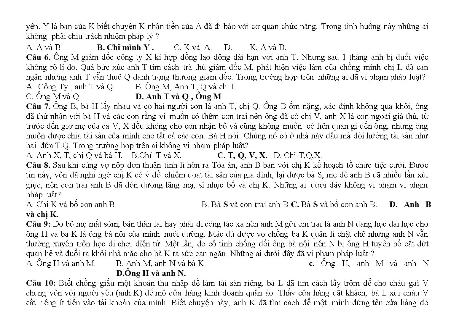 Bài tập trắc nghiệm môn Giáo dục công dân Lớp 12 - Lê Quang Minh (Có đáp án) trang 8
