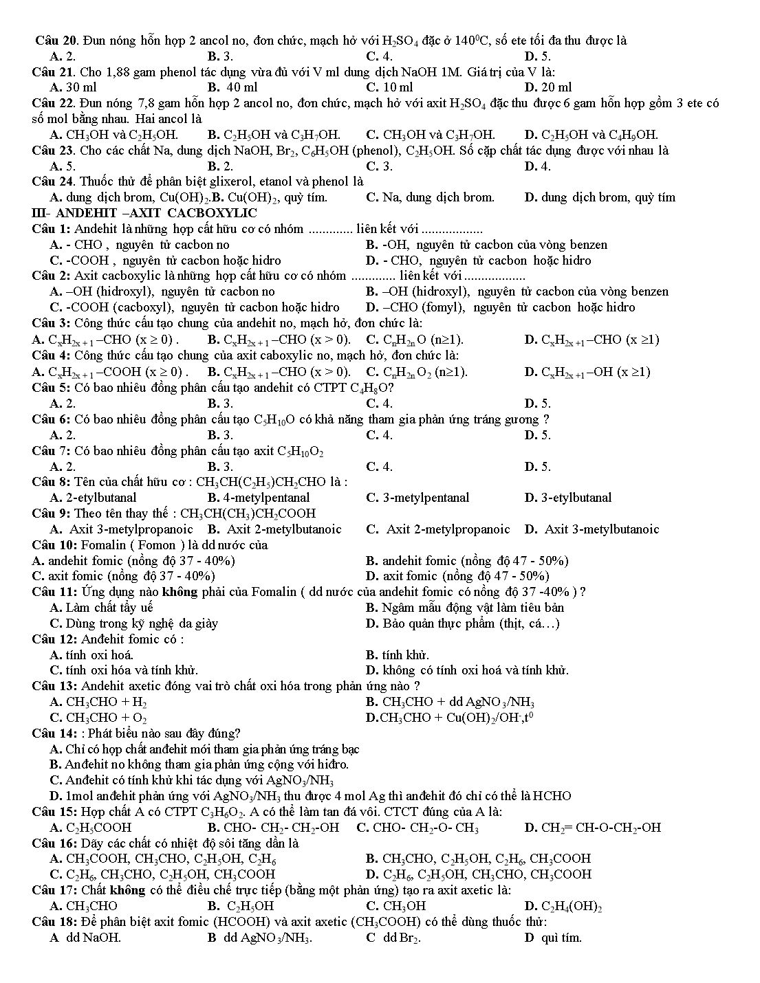 Đề cương ôn tập học kì II môn Hóa 11 trang 6