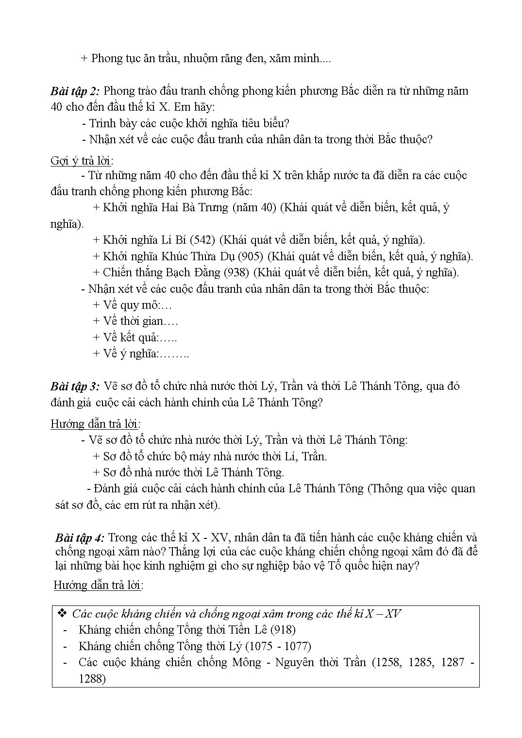 Đề cương ôn thi học kì II môn Lịch sử 10 - Năm học 2019-2020 trang 10