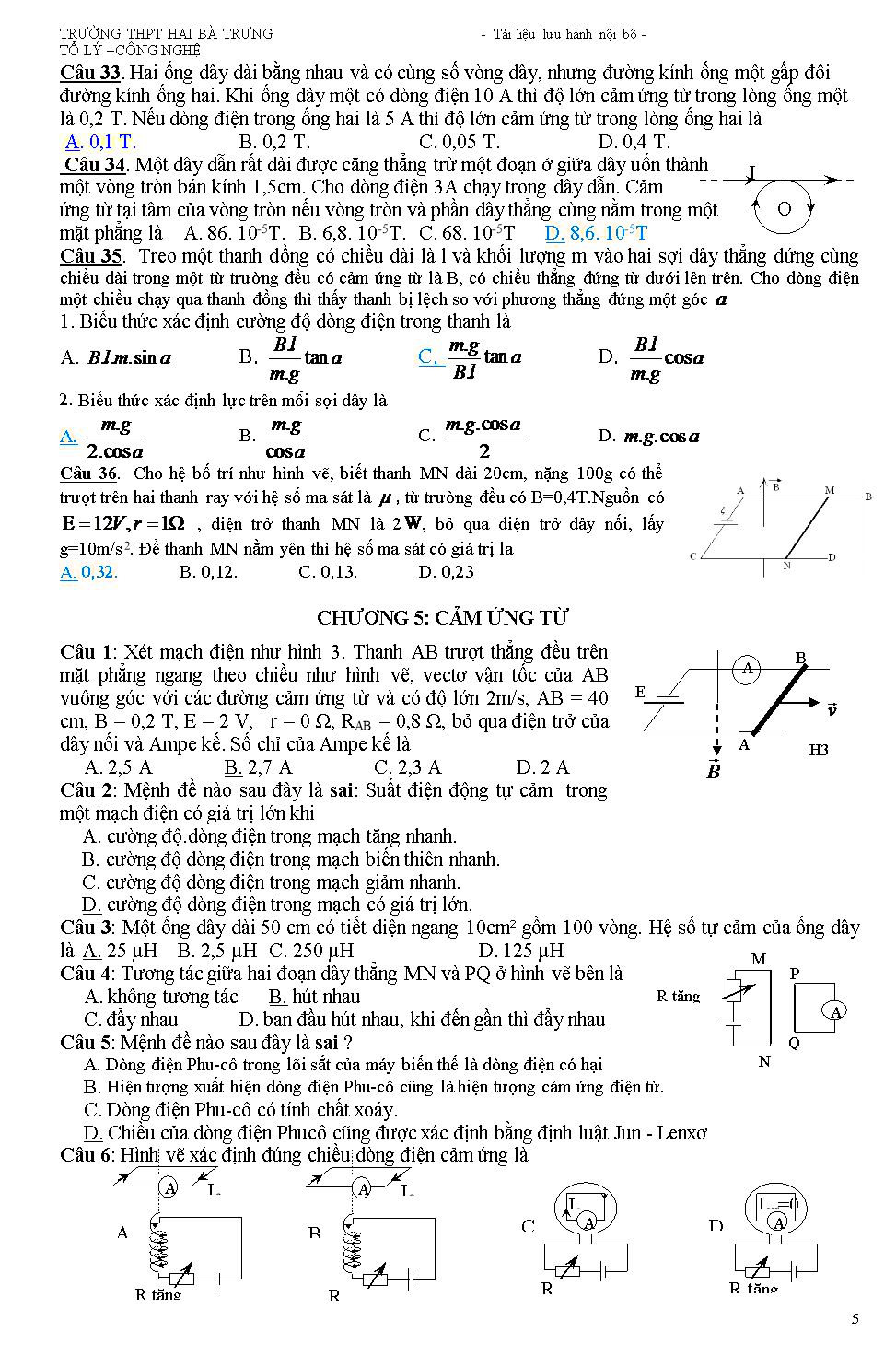 Đề cương ôn tập học kì II Vật lý Lớp 11 trang 4