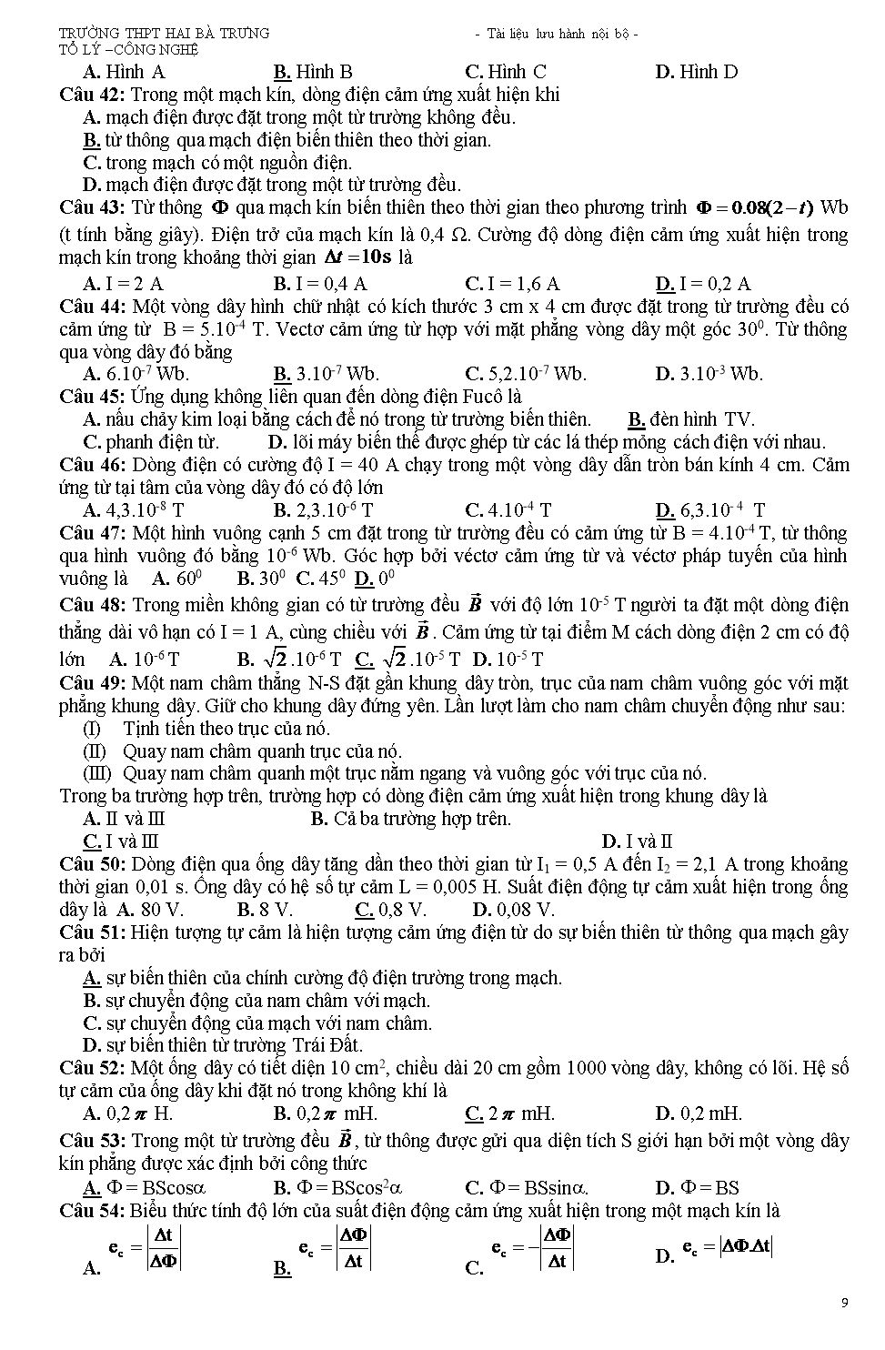 Đề cương ôn tập học kì II Vật lý Lớp 11 trang 8