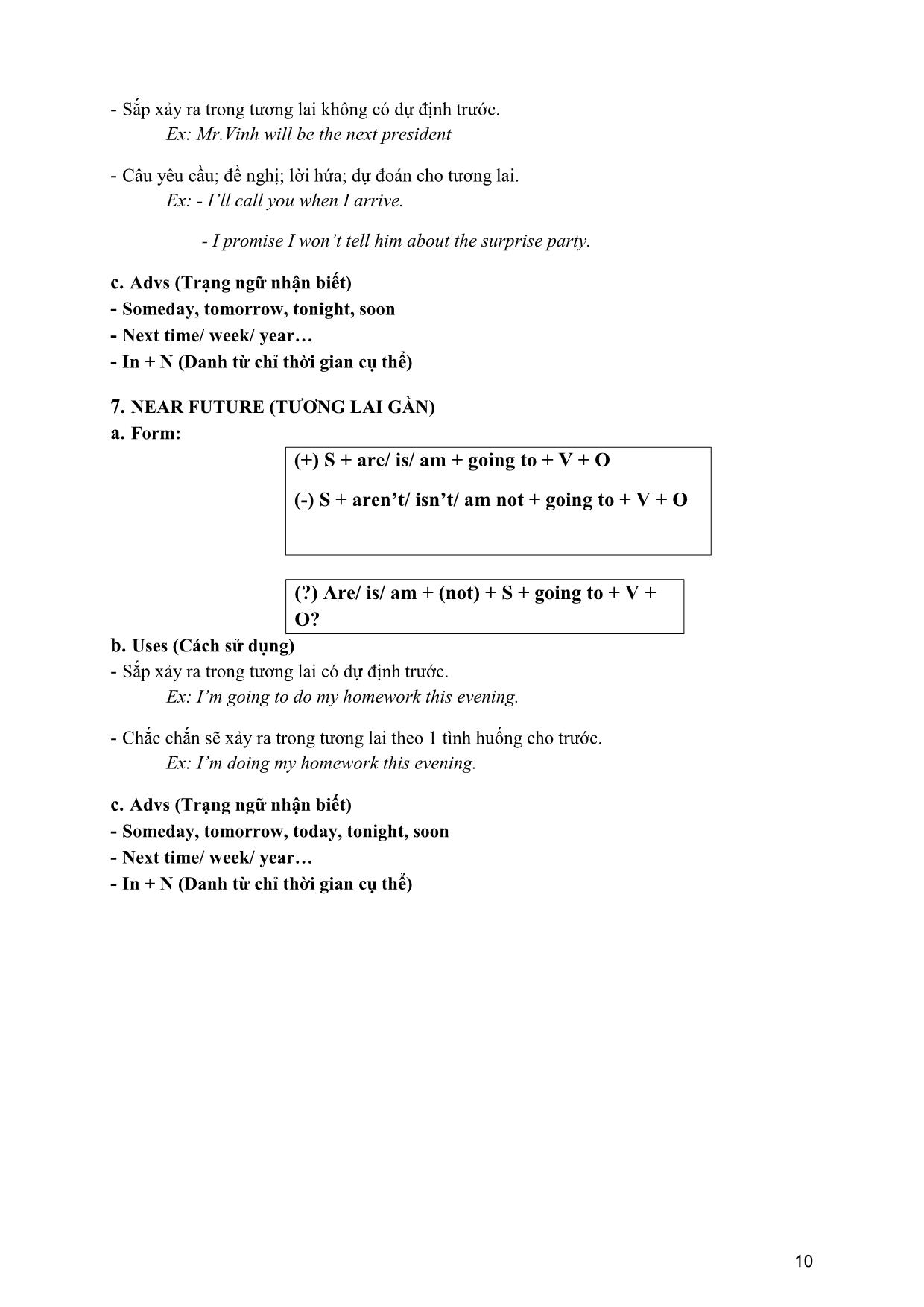 Các Chuyên đề ngữ pháp luyện thi Tiếng Anh vào Lớp 6 trang 10