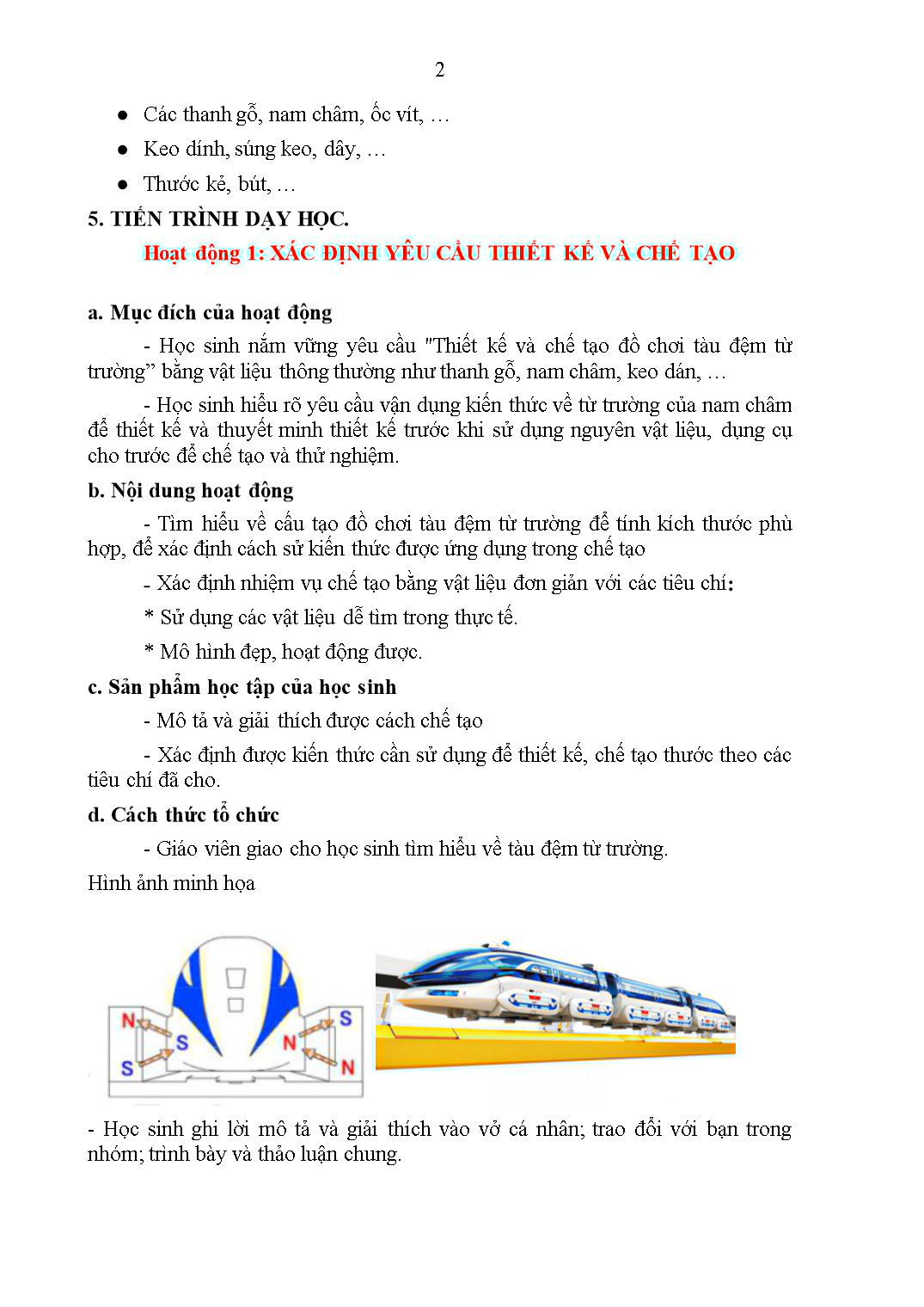 Giáo án Vật lí Lớp 9 - Chủ đề: Chế tạo đồ chơi tàu đệm từ trường trang 2