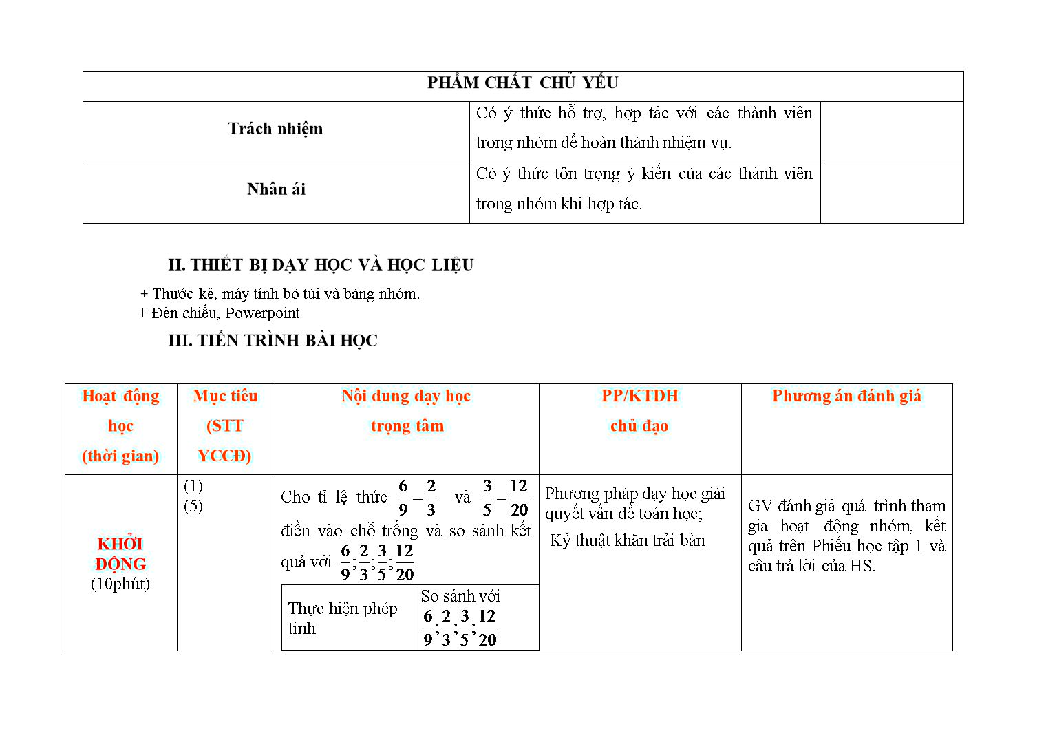 Kế hoạch bài dạy môn Toán Lớp 7 - Bài: Tính chất dãy tỉ số bằng nhau trang 2