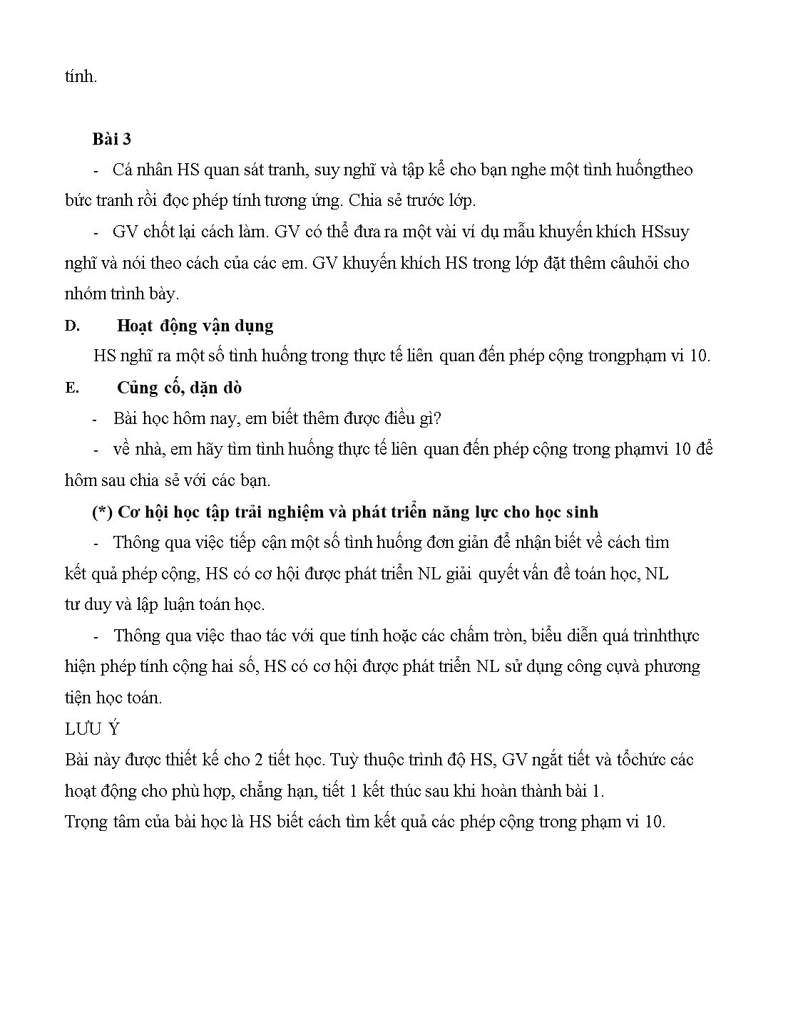 Giáo án môn Toán Lớp 1 (Cánh diều) - Bài 19: Phép cộng trong phạm vi 10 trang 3