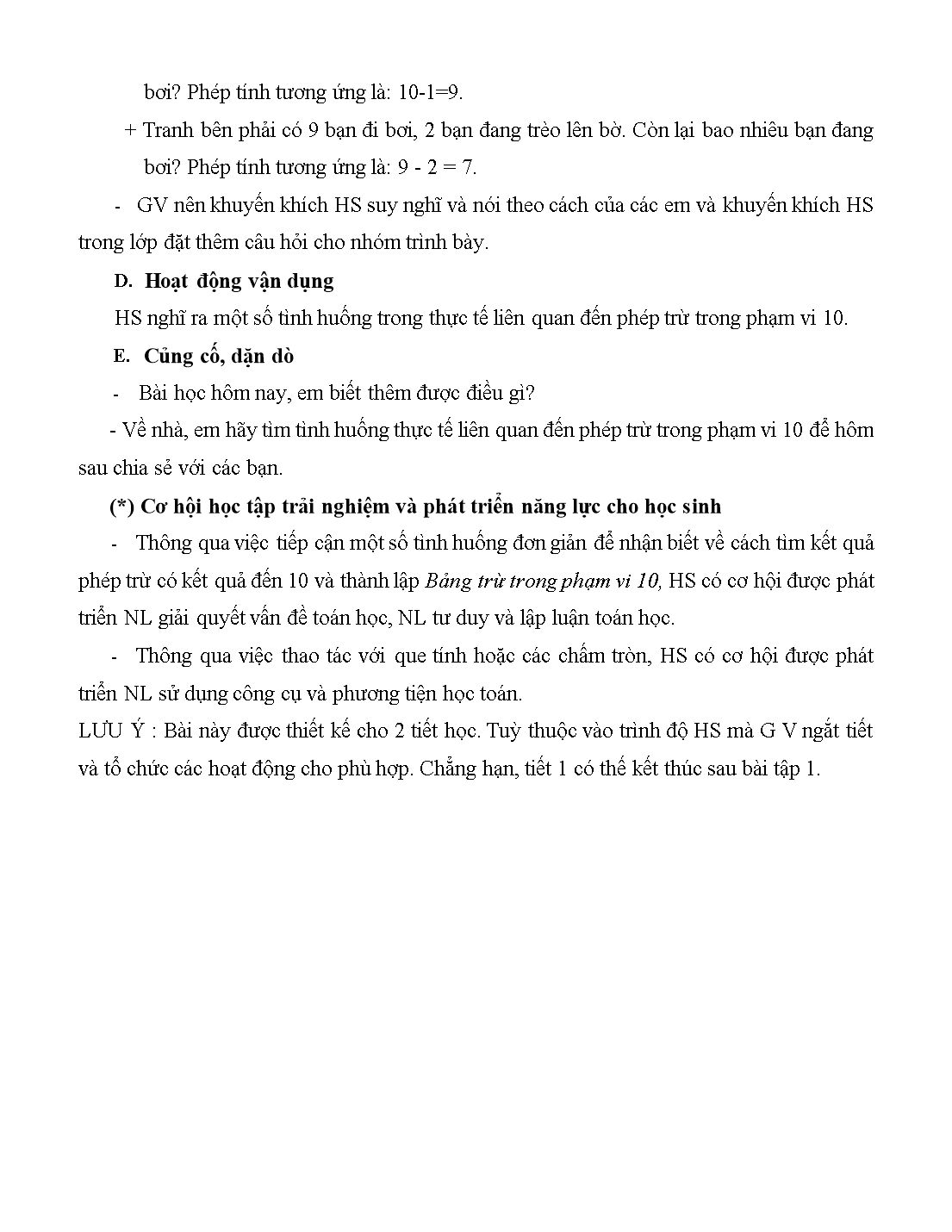 Giáo án môn Toán Lớp 1 (Cánh diều) - Bài 31: Phép trừ trong phạm vi 10 (Tiếp theo) trang 3