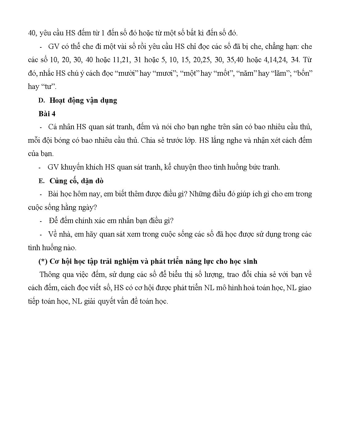 Giáo án môn Toán Lớp 1 (Cánh diều) - Bài 43: Các số có hai chữ số (Từ 21 đến 40) trang 3