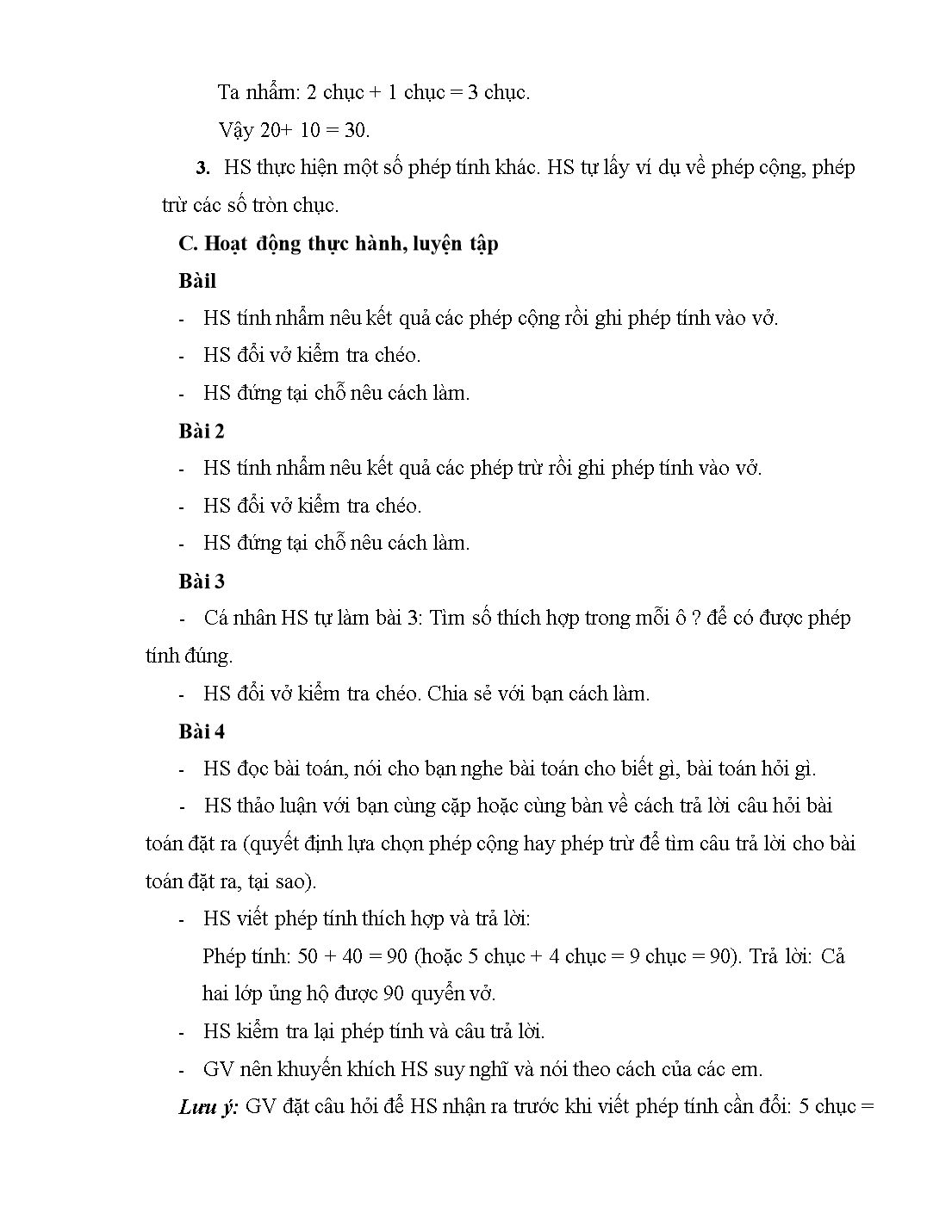 Giáo án môn Toán Lớp 1 (Cánh diều) - Bài 59: Cộng, trừ các số tròn chục trang 2
