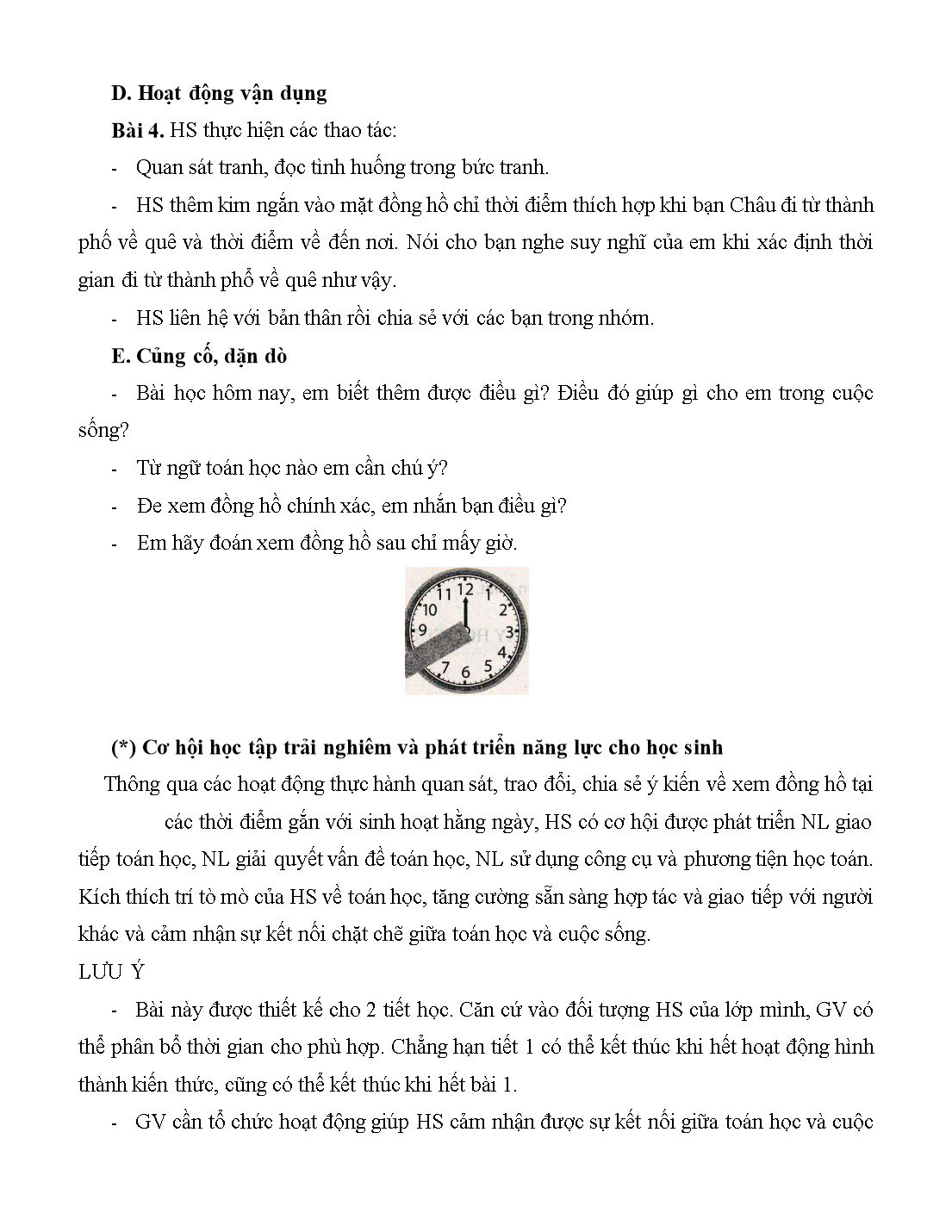 Giáo án môn Toán Lớp 1 (Cánh diều) - Bài 68: Đồng hồ-Thời gian trang 3