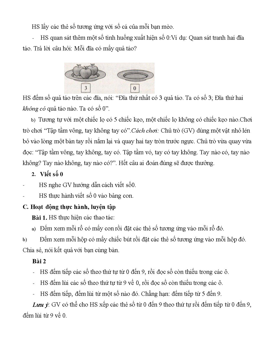 Giáo án môn Toán Lớp 1 (Cánh diều) - Bài 6: Số 0 trang 2
