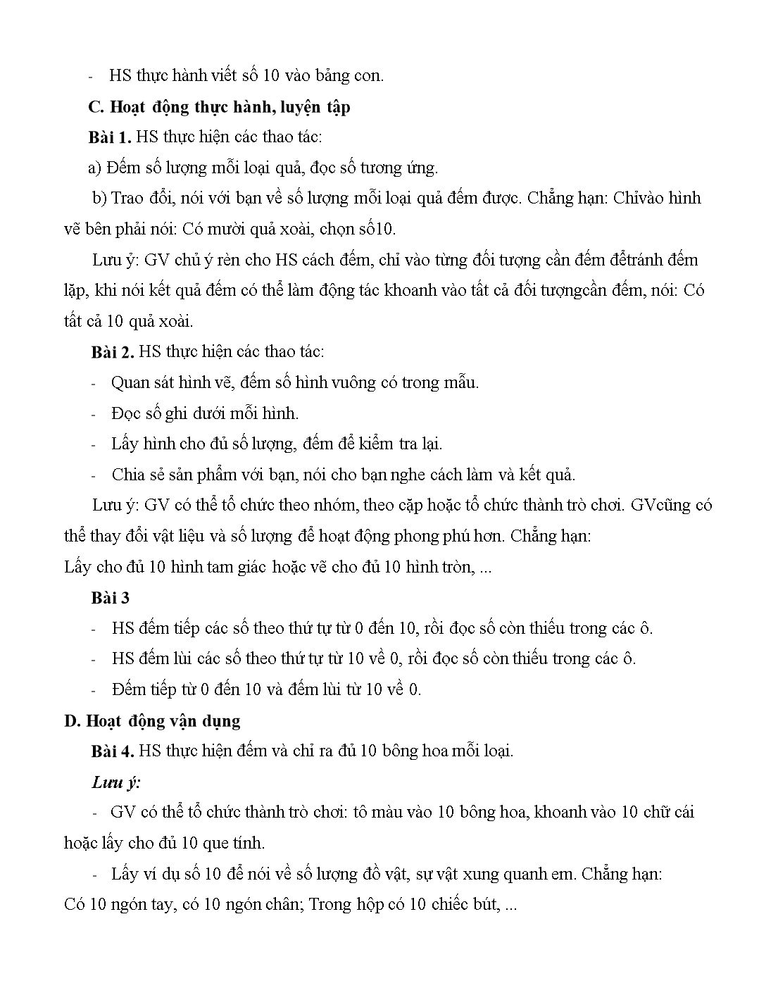 Giáo án môn Toán Lớp 1 (Cánh diều) - Bài 7: Số 10 trang 2