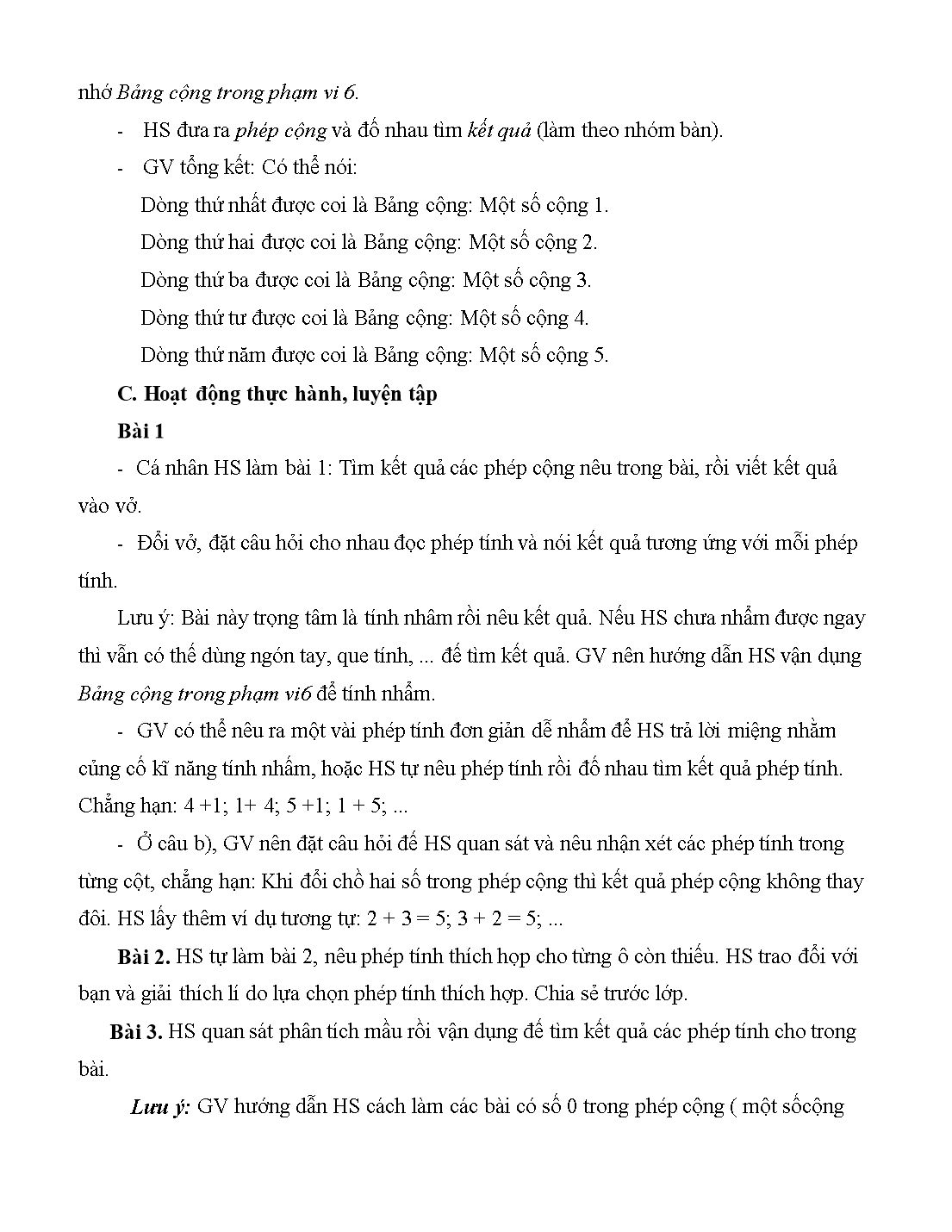 Giáo án môn Toán Lớp 1 (Cánh diều) - Bài 17: Phép cộng trong phạm vi 6 (Tiếp theo) trang 2