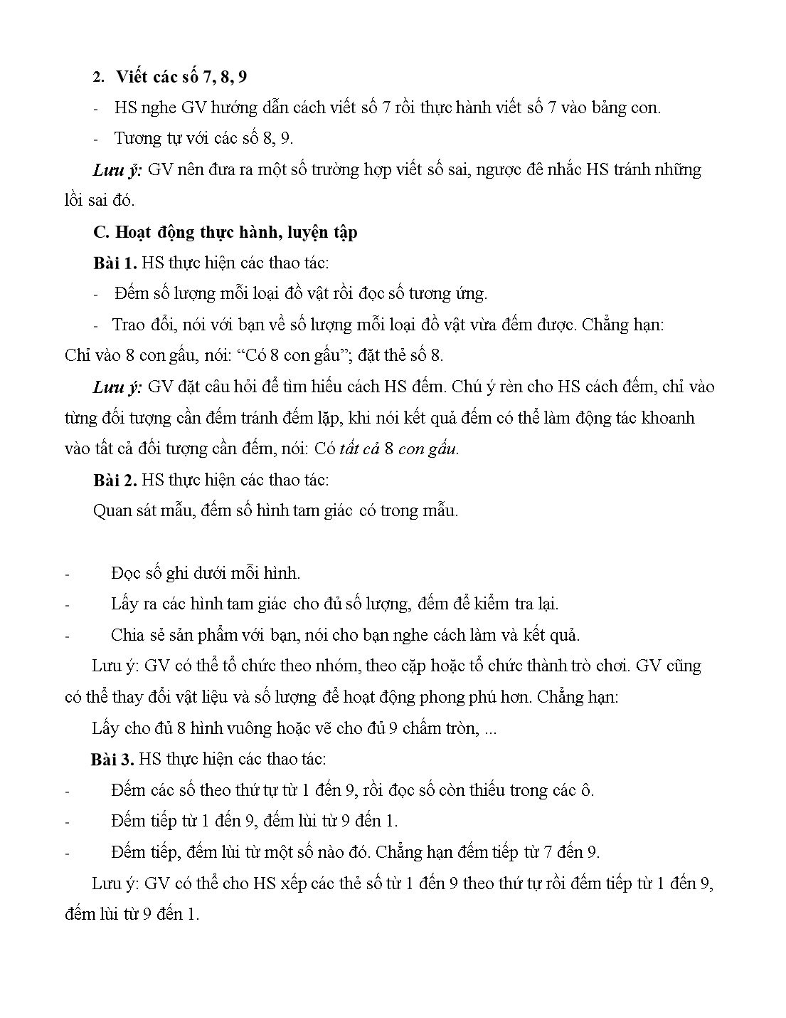 Giáo án môn Toán Lớp 1 (Cánh diều) - Bài 5: Các số 7, 8, 9 trang 2