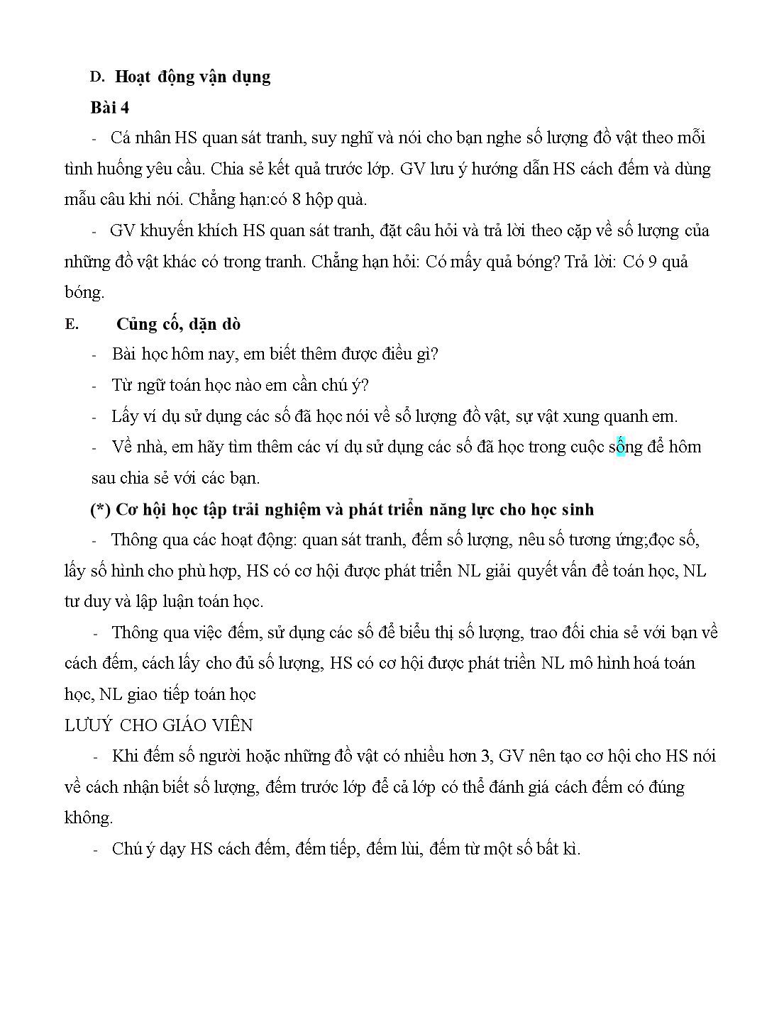Giáo án môn Toán Lớp 1 (Cánh diều) - Bài 5: Các số 7, 8, 9 trang 3