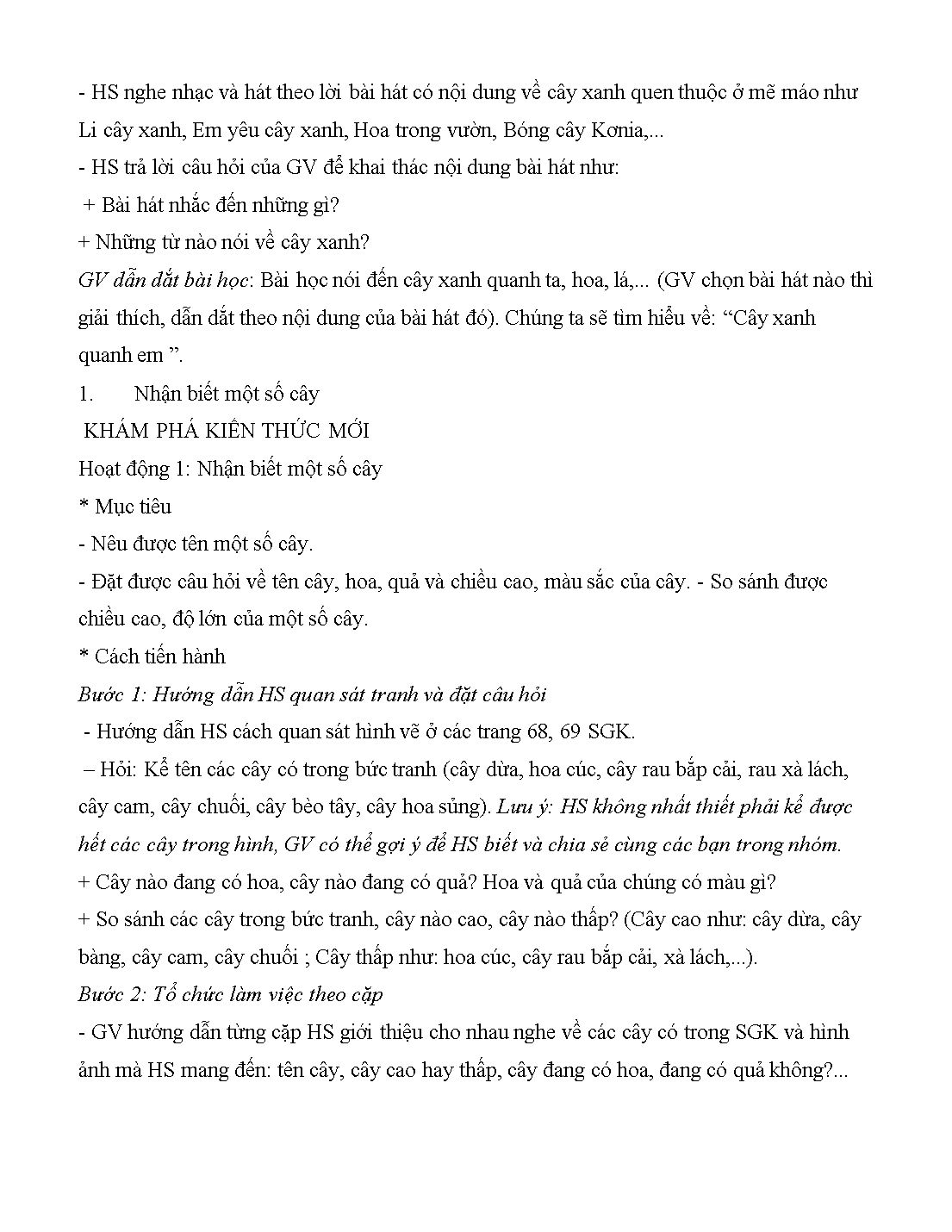 Giáo án môn Tự nhiên và xã hội Lớp 1 (Cánh diều) - Bài 10: Cây xanh quanh em trang 2