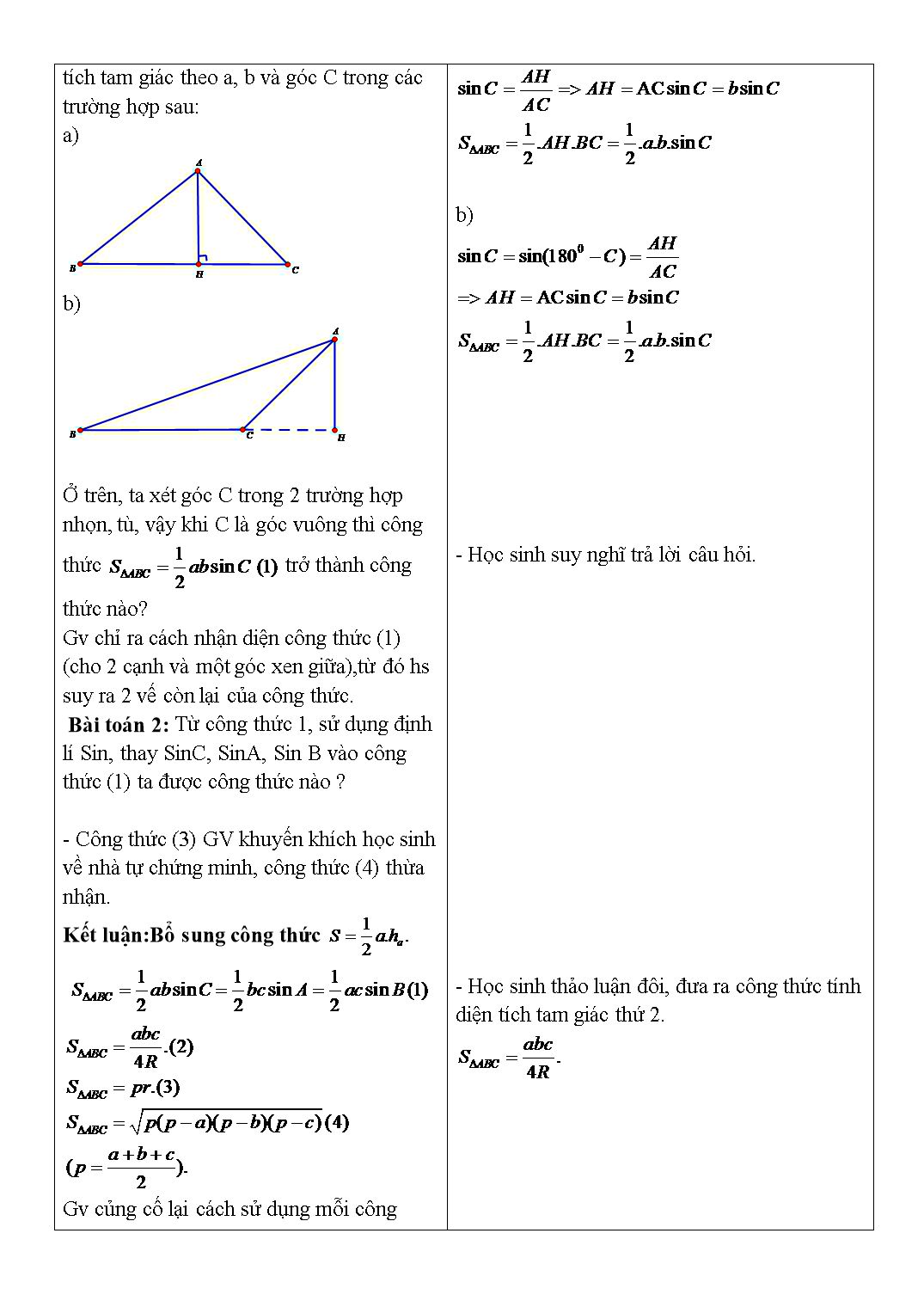 Giáo án môn Toán Lớp 10 (Theo phương pháp mới) - Chủ đề: Các hệ thức lượng trong tam giác và giải tam giác trang 2