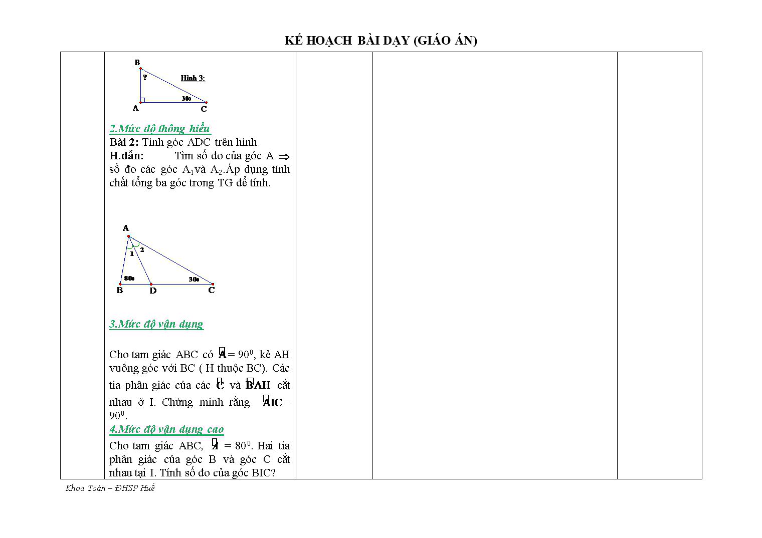Kế hoạch bài dạy môn Toán Lớp 7 - Chủ đề: Tổng ba góc trong một tam giác trang 8