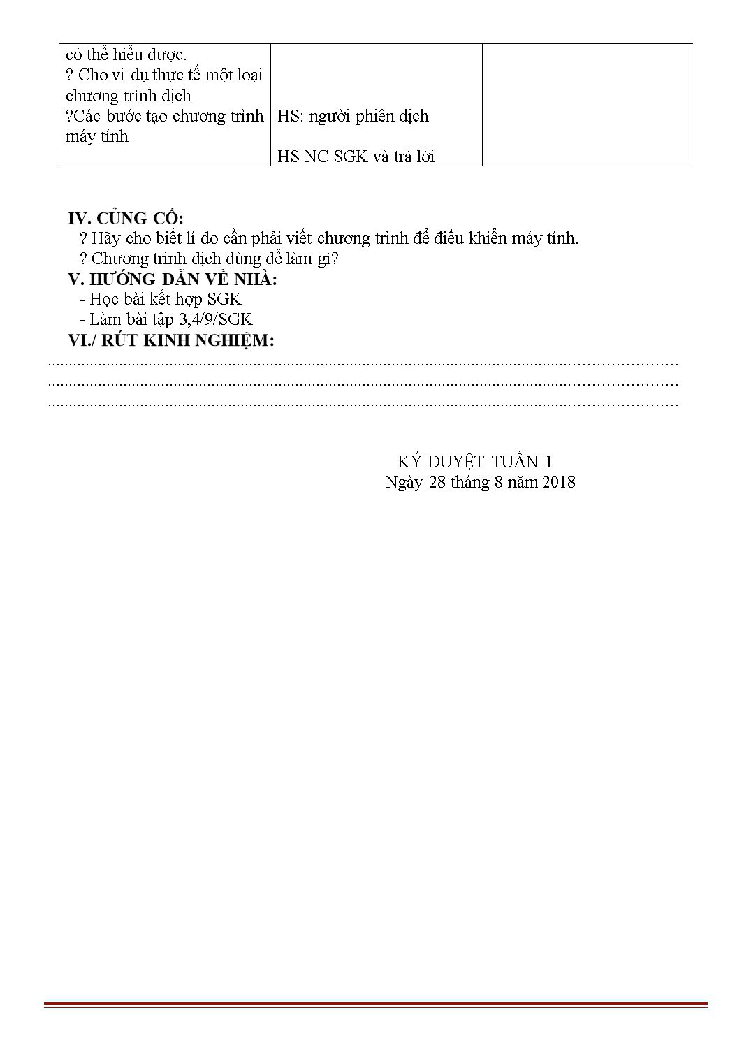 Giáo án môn Tin học Lớp 8 - Bài 1: Máy tính và chương trình máy tính - Năm học 2020-2021 - Lê Nhật Nam Em trang 4