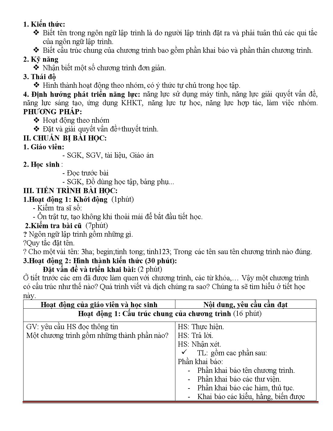 Giáo án môn Tin học Lớp 8 - Bài 1: Máy tính và chương trình máy tính - Nguyễn Thị Minh trang 10