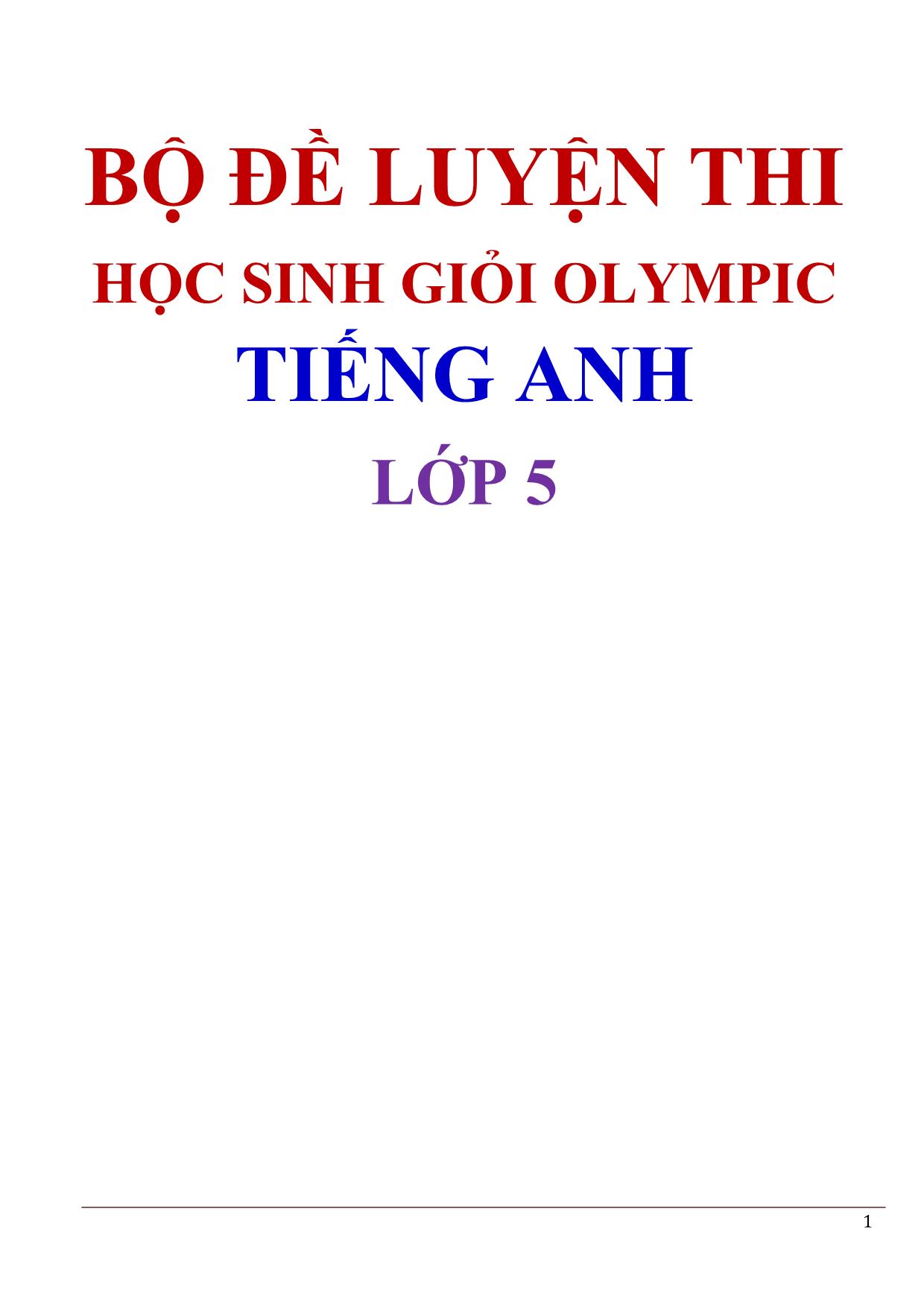 Bộ đề luyện thi học sinh giỏi Olympic Tiếng Anh Lớp 5 trang 1