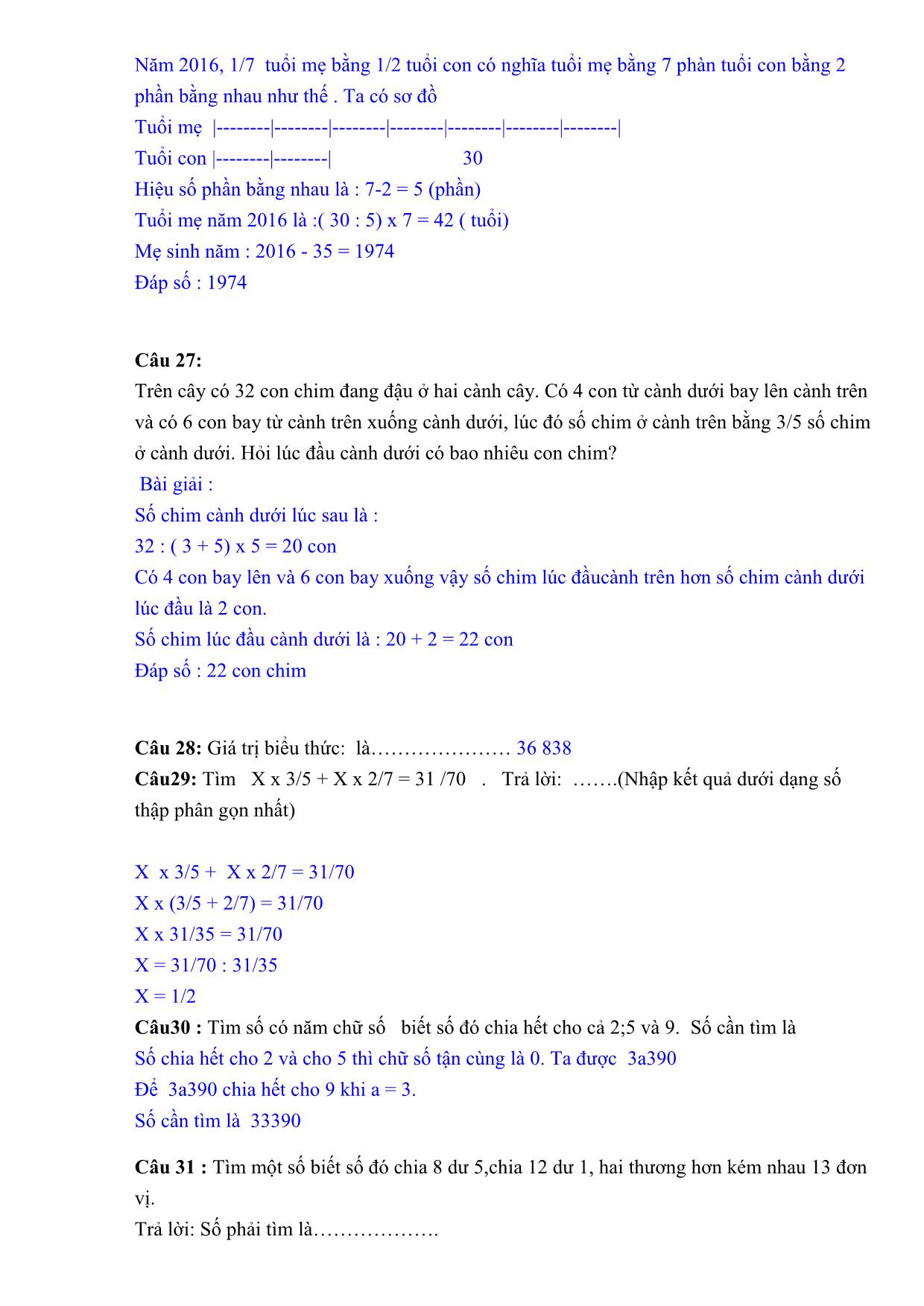 Tuyển tập các bài toán hay luyện thi Violympic Lớp 5 trang 8