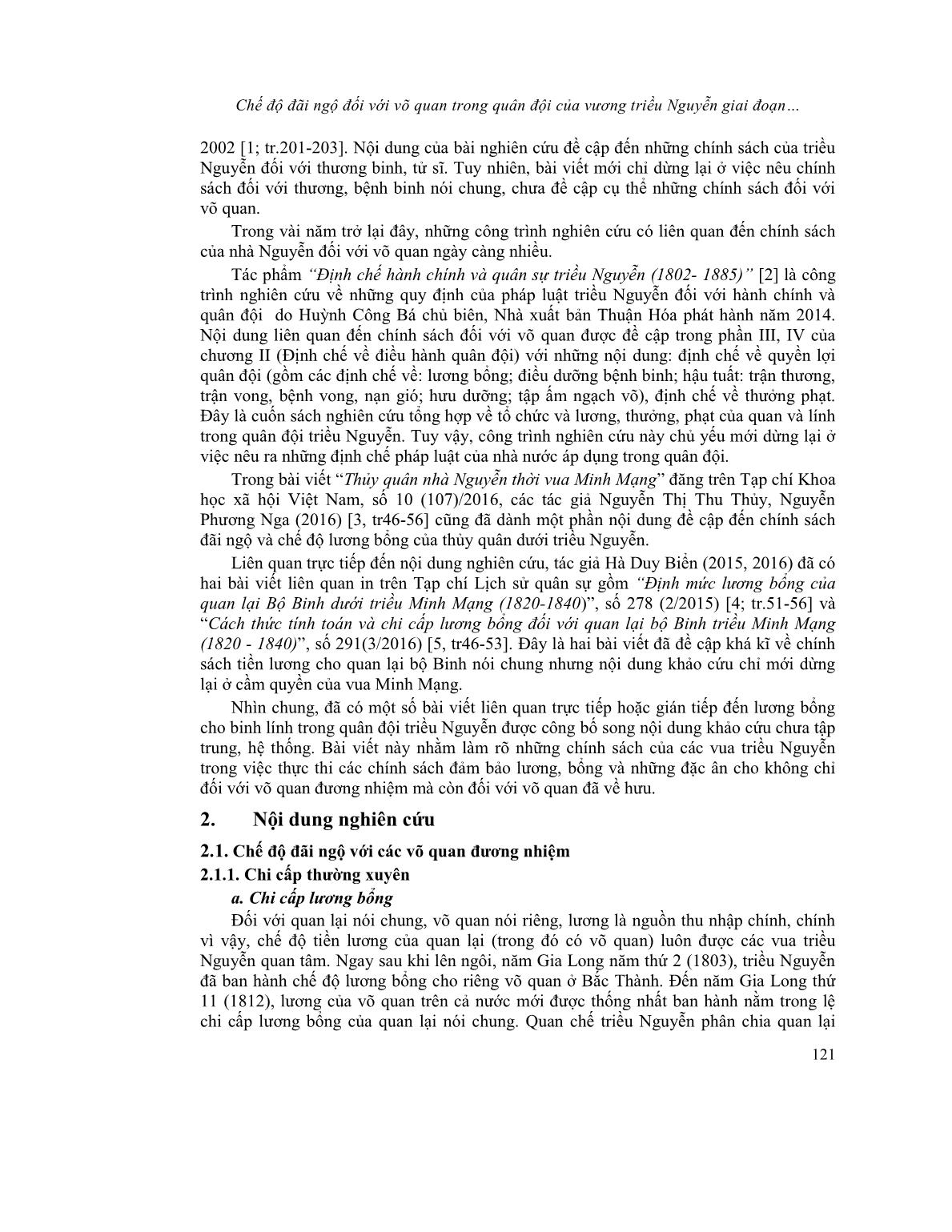 Chế độ đãi ngộ đối với võ quan trong quân đội của vương triều Nguyễn giai đoạn 1802-1884 trang 2